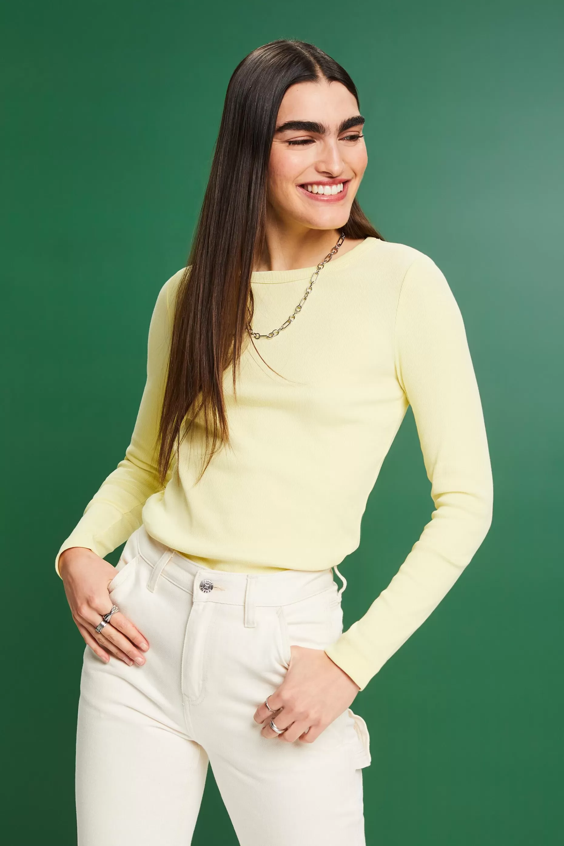 ESPRIT Ribbed Crewneck Top at our Online Shop *Women T-Shirts + Tops