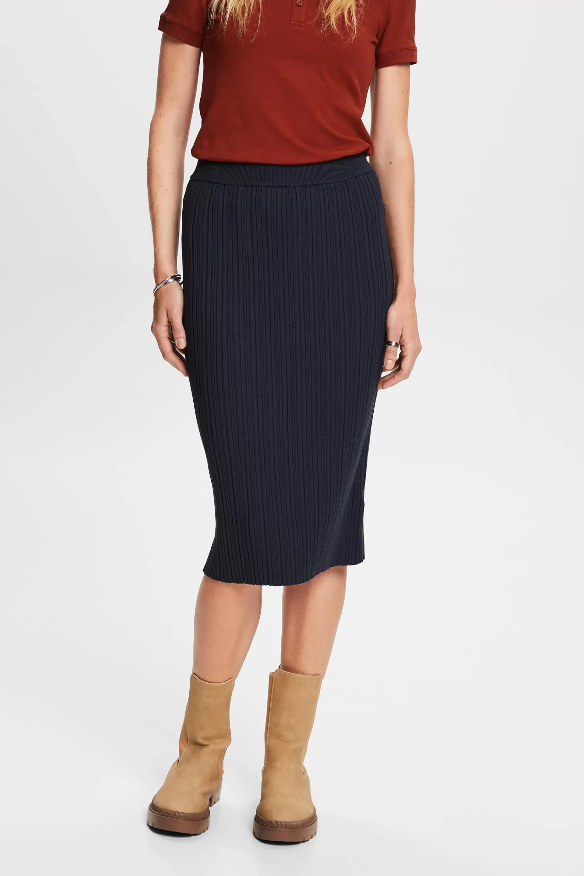 ESPRIT Ribbed Knit Midi Skirt at our Online Shop *Women Skirts + Shorts