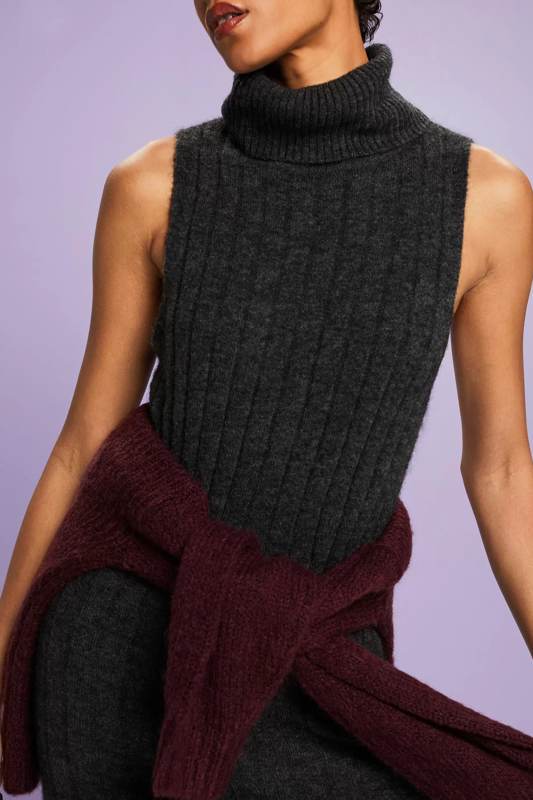 ESPRIT Ribbed Knit Turtleneck Midi Dress at our Online Shop *Women Dresses + Jumpsuits