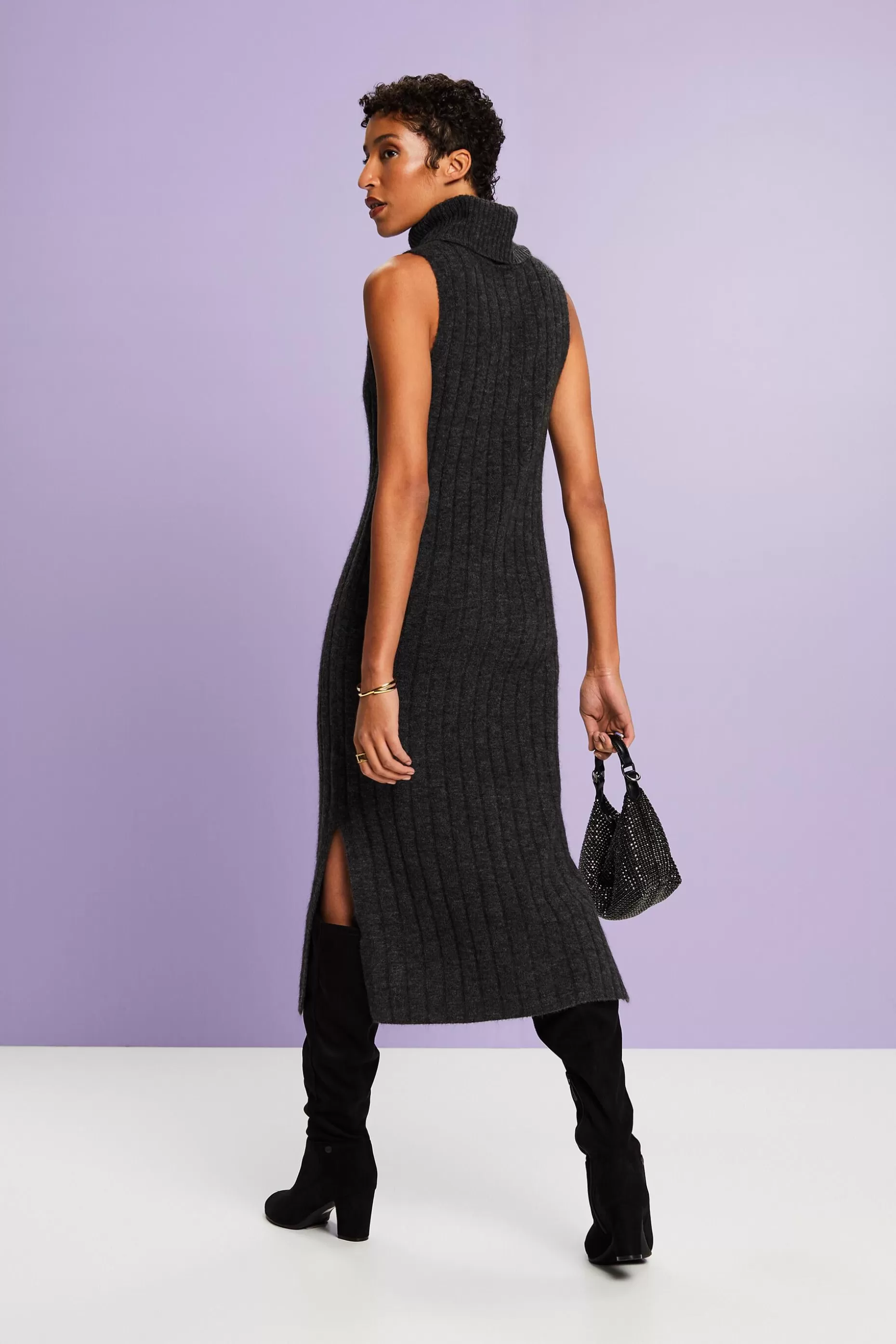 ESPRIT Ribbed Knit Turtleneck Midi Dress at our Online Shop *Women Dresses + Jumpsuits