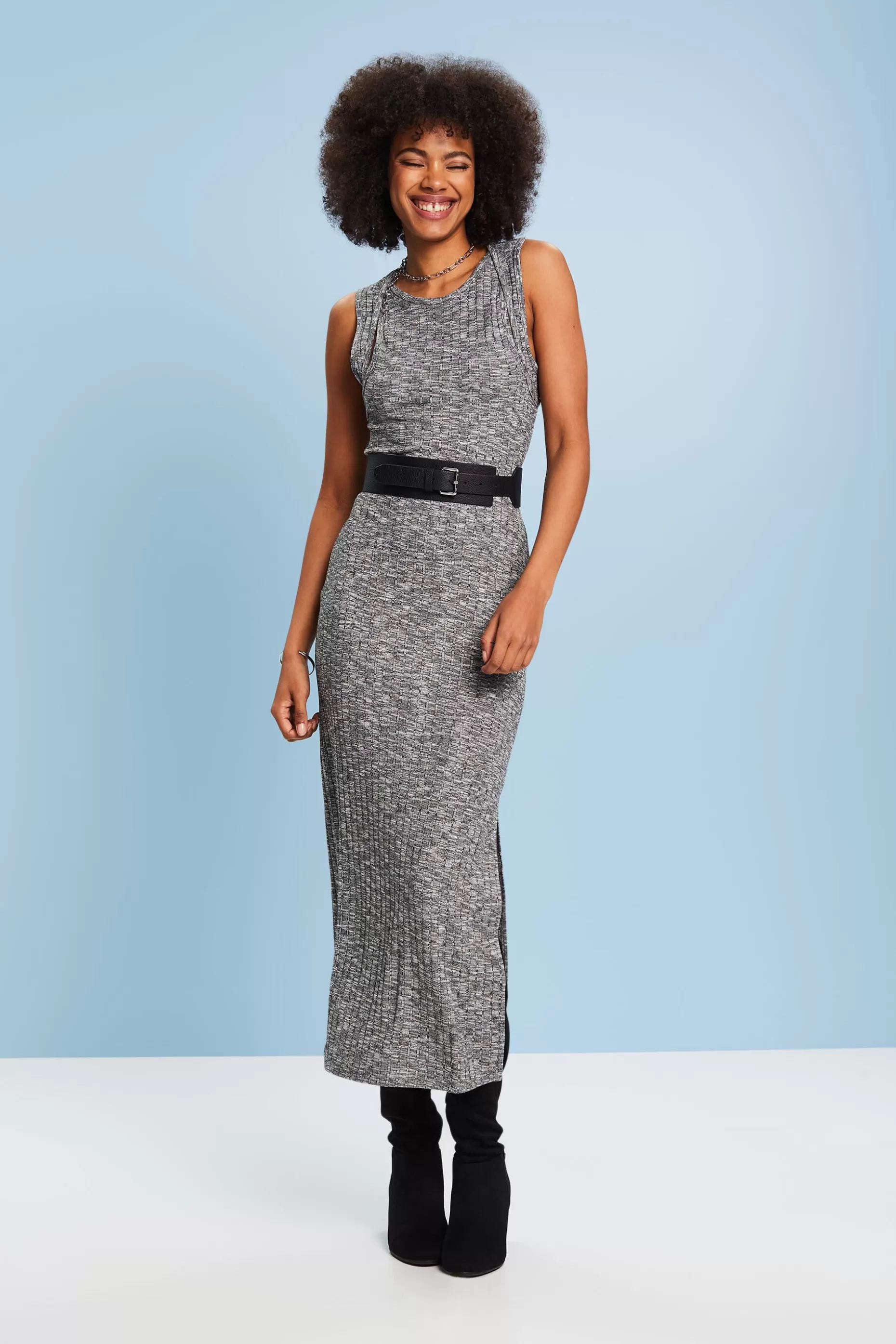 ESPRIT Ribbed Melange Midi Dress at our Online Shop *Women Dresses + Jumpsuits