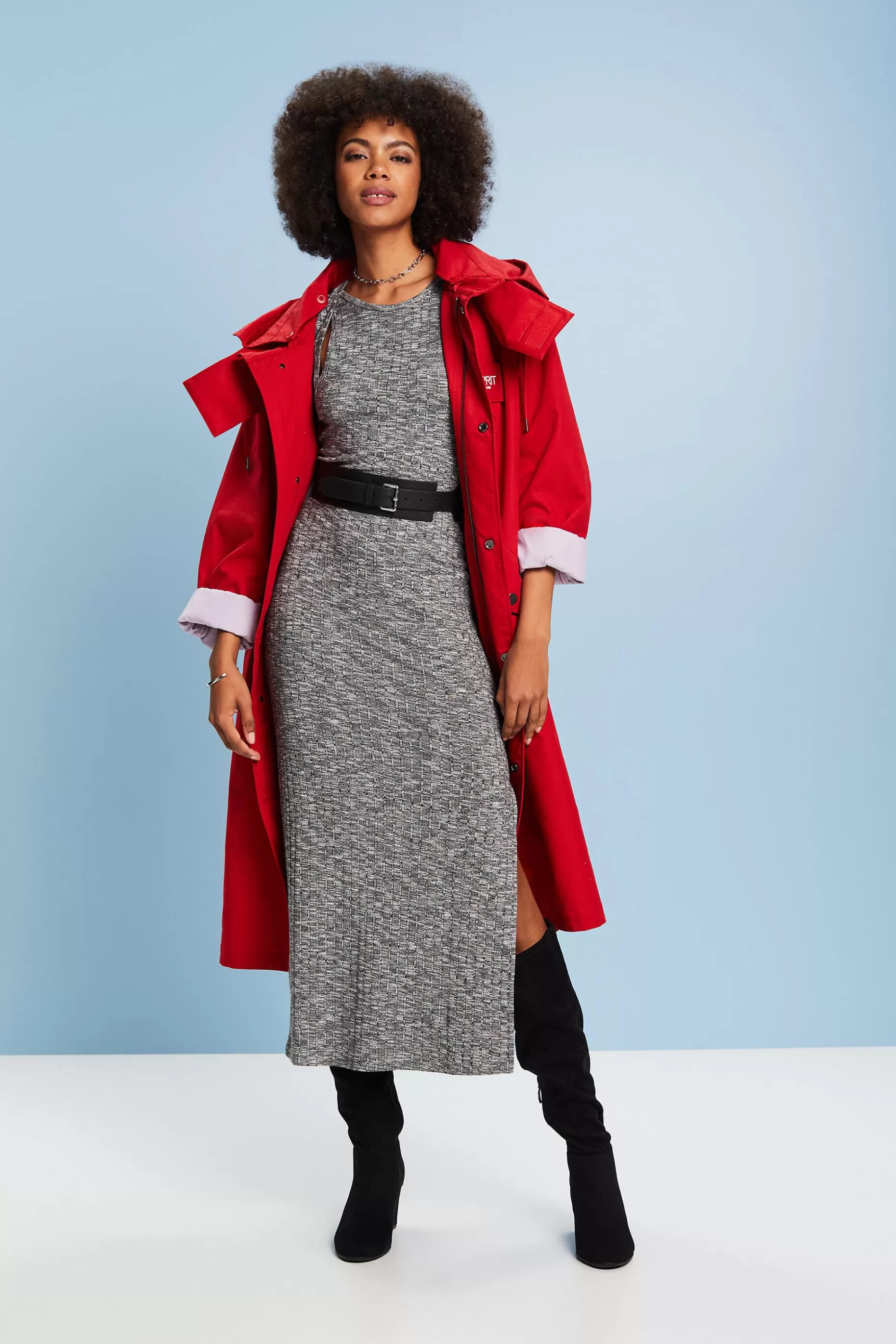 ESPRIT Ribbed Melange Midi Dress at our Online Shop *Women Dresses + Jumpsuits