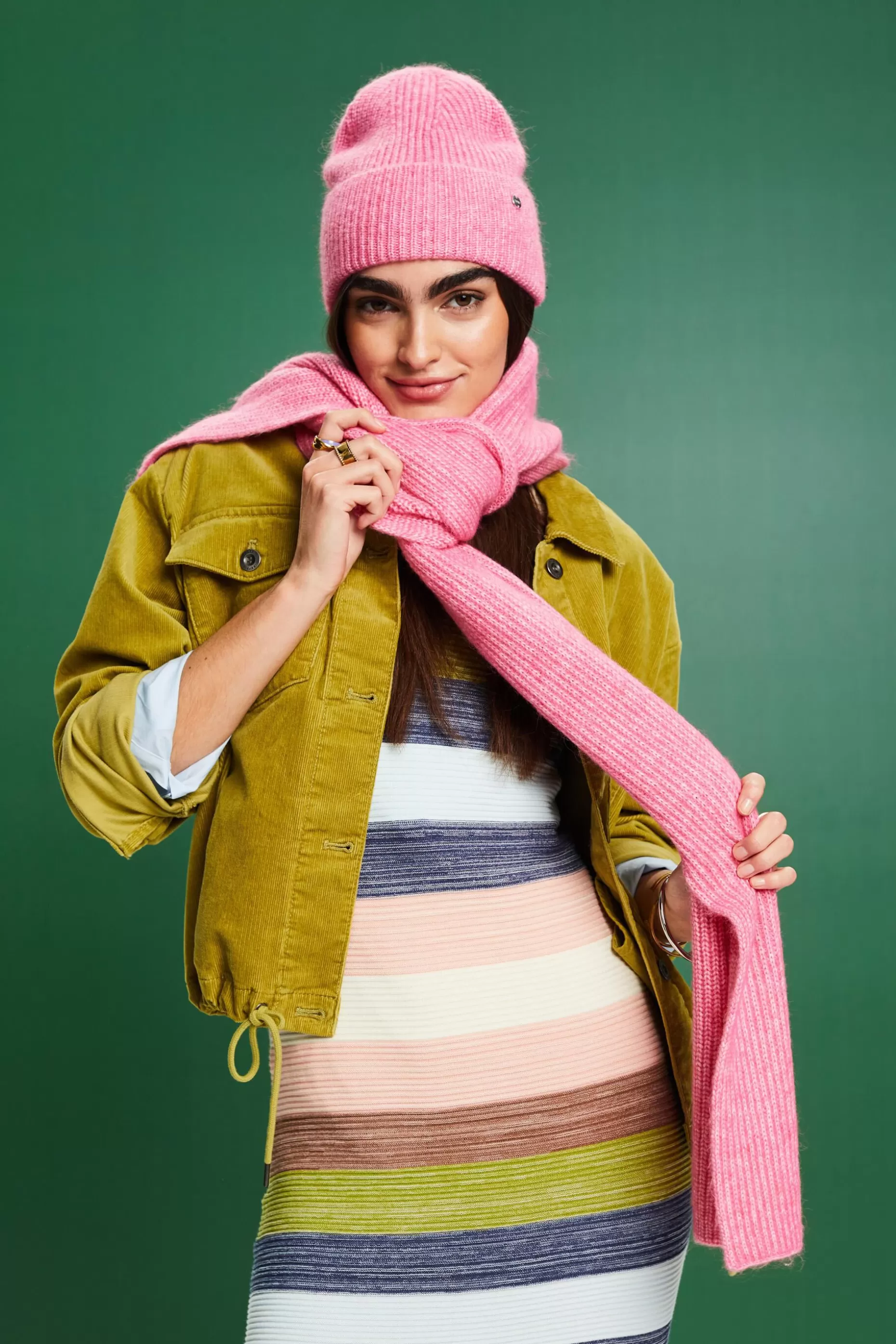 ESPRIT Rib-Knit Beanie and Scarf Set at our Online Shop *Women Scarves