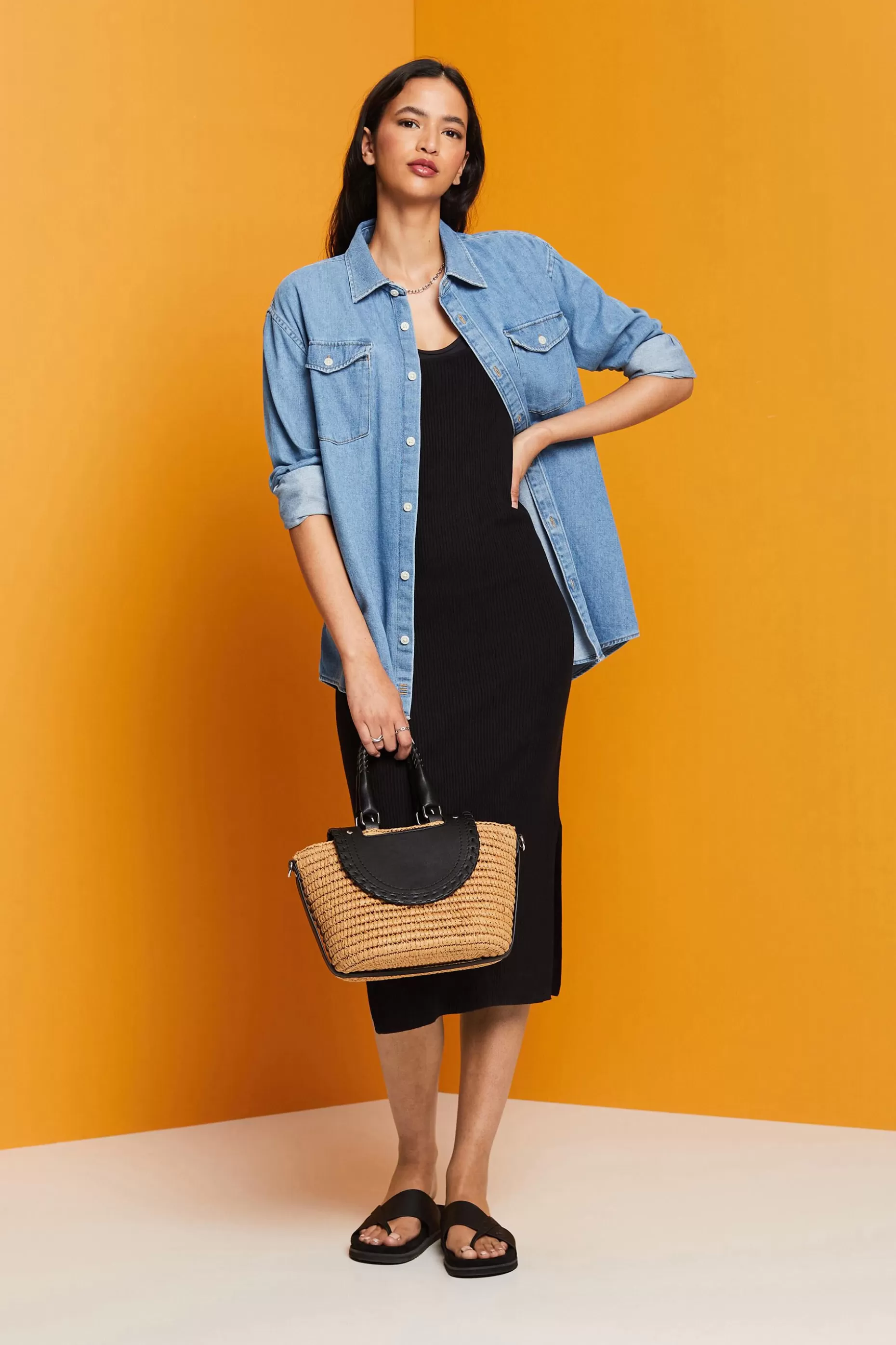 ESPRIT Rib-knit dress, linen blend at our Online Shop *Women Dresses + Jumpsuits