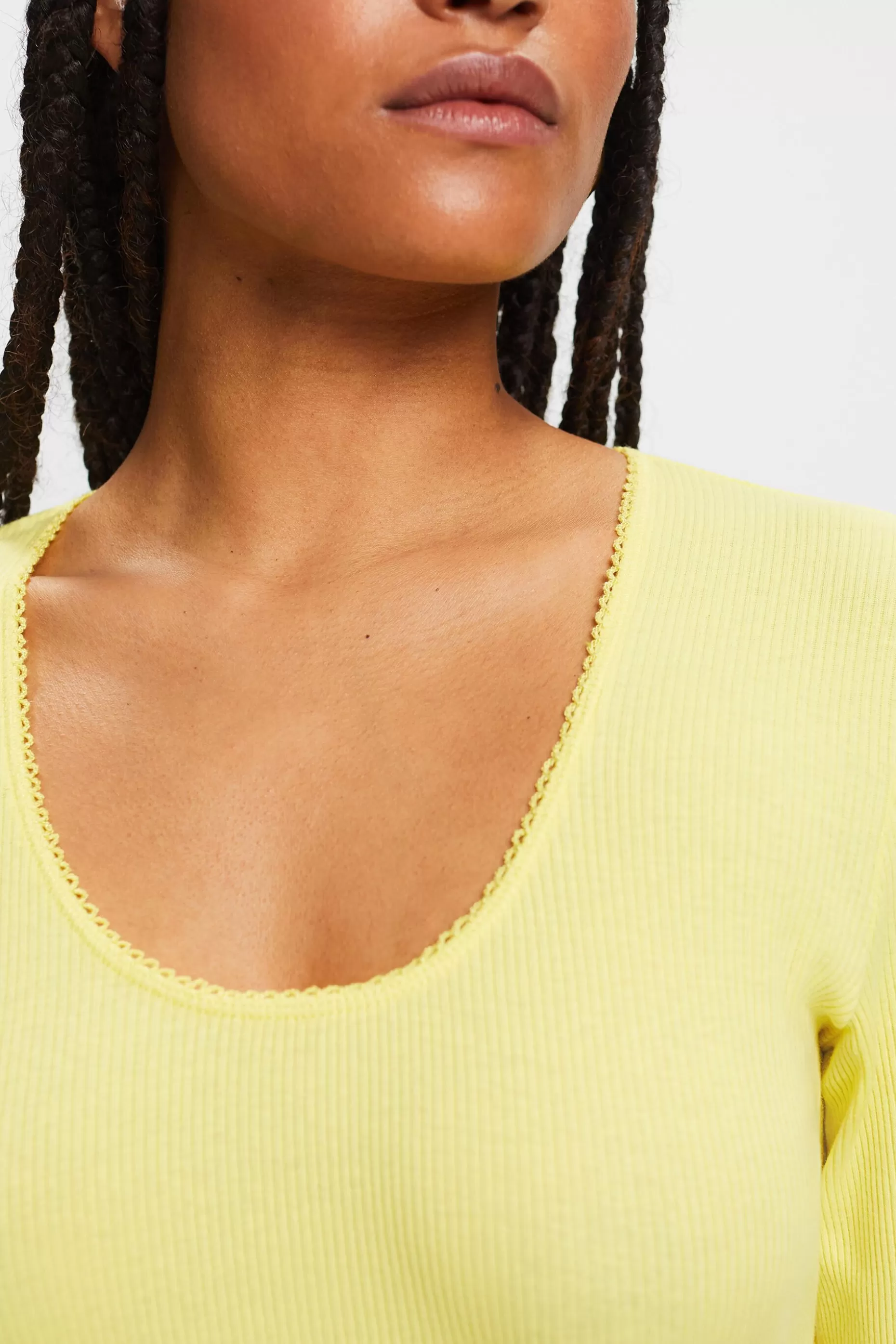 ESPRIT Rib-Knit Jersey Longsleeve Top at our Online Shop *Women T-Shirts + Tops