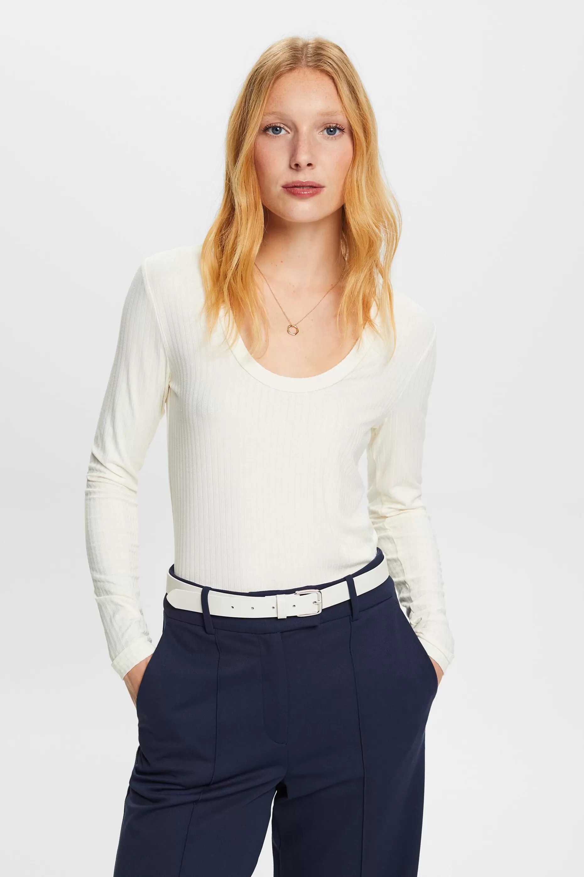 ESPRIT Rib-Knit Jersey Top at our Online Shop * Sale Under $30