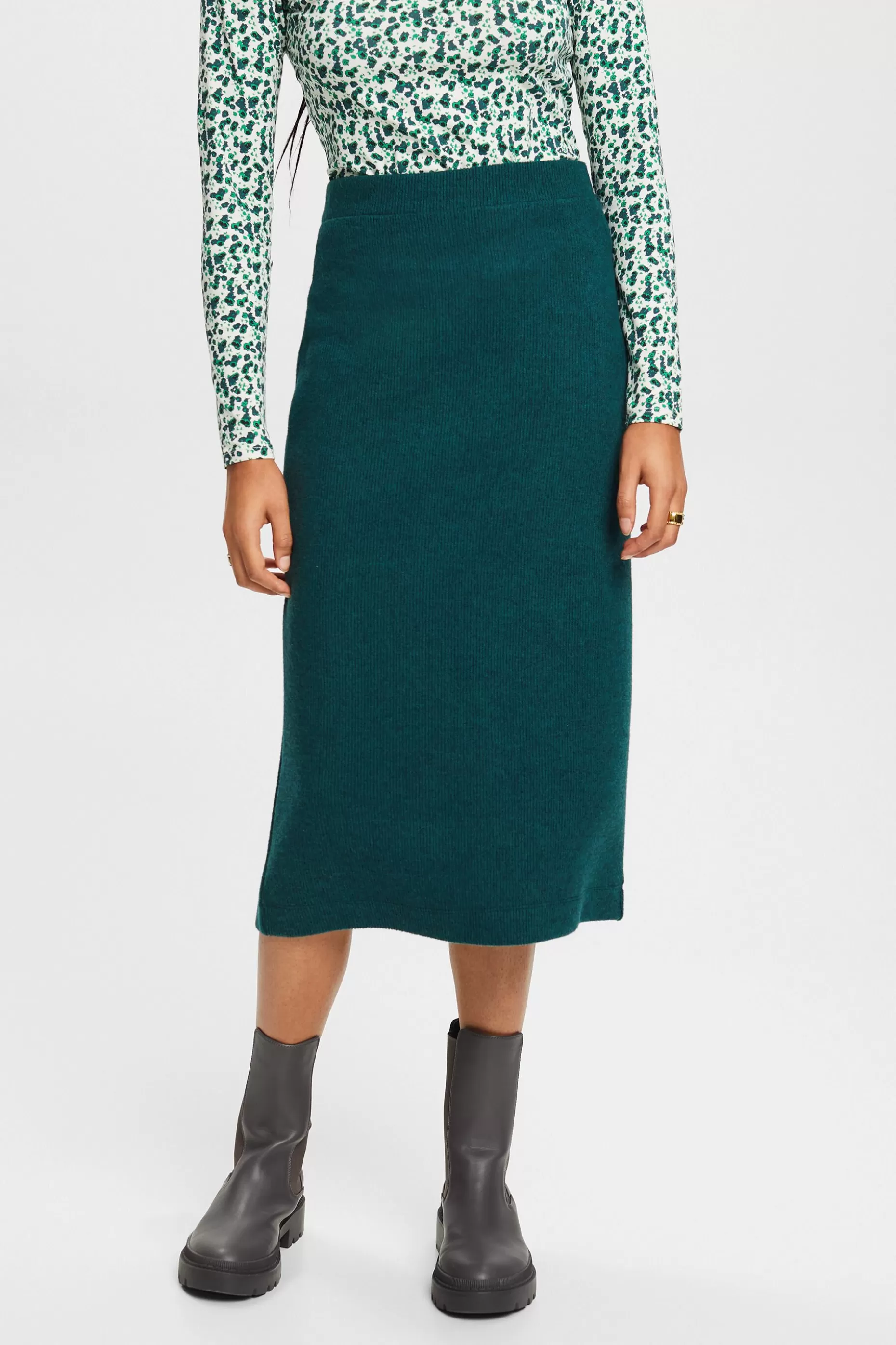 ESPRIT Rib-Knit Midi Skirt at our Online Shop *Women Skirts + Shorts