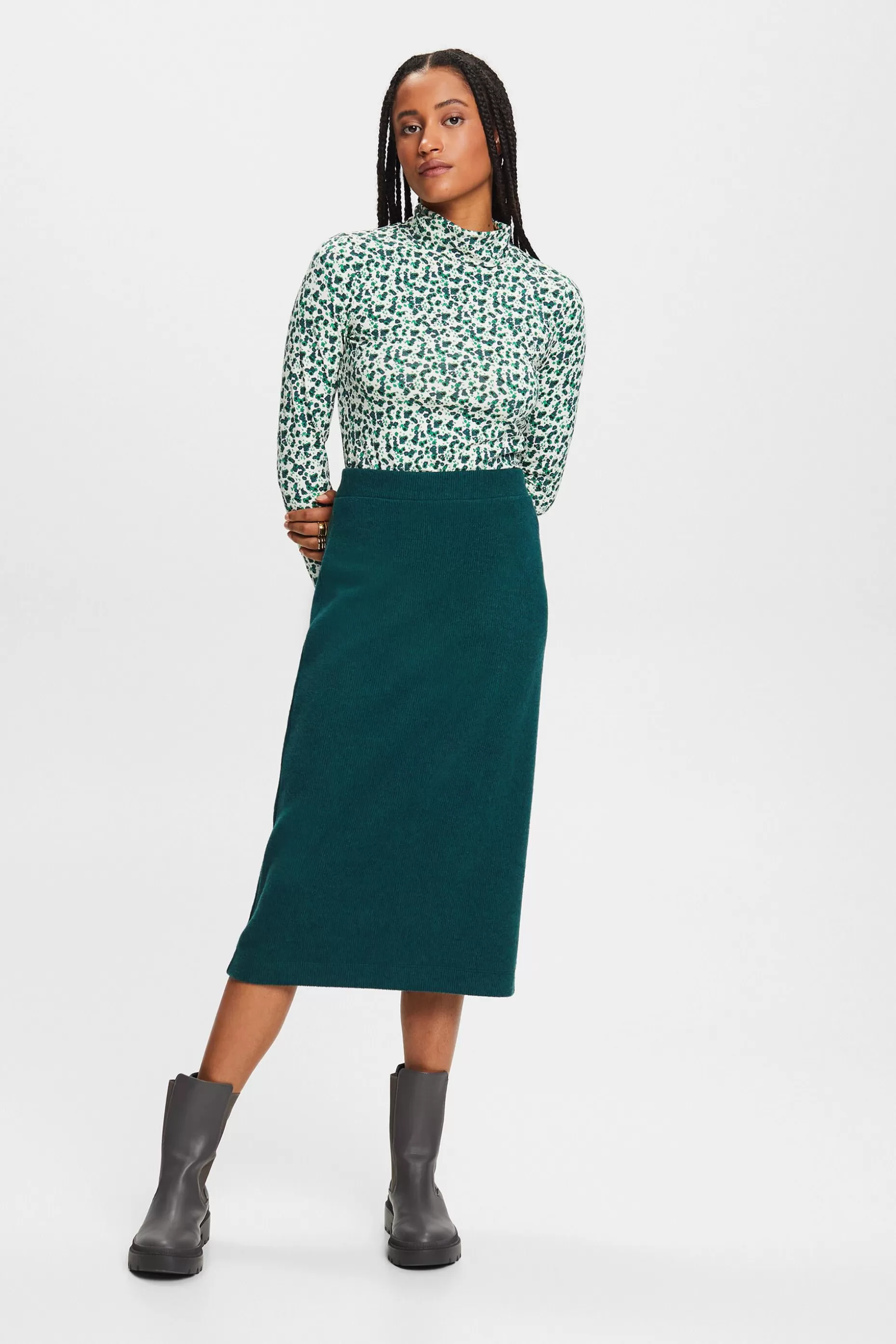 ESPRIT Rib-Knit Midi Skirt at our Online Shop *Women Skirts + Shorts