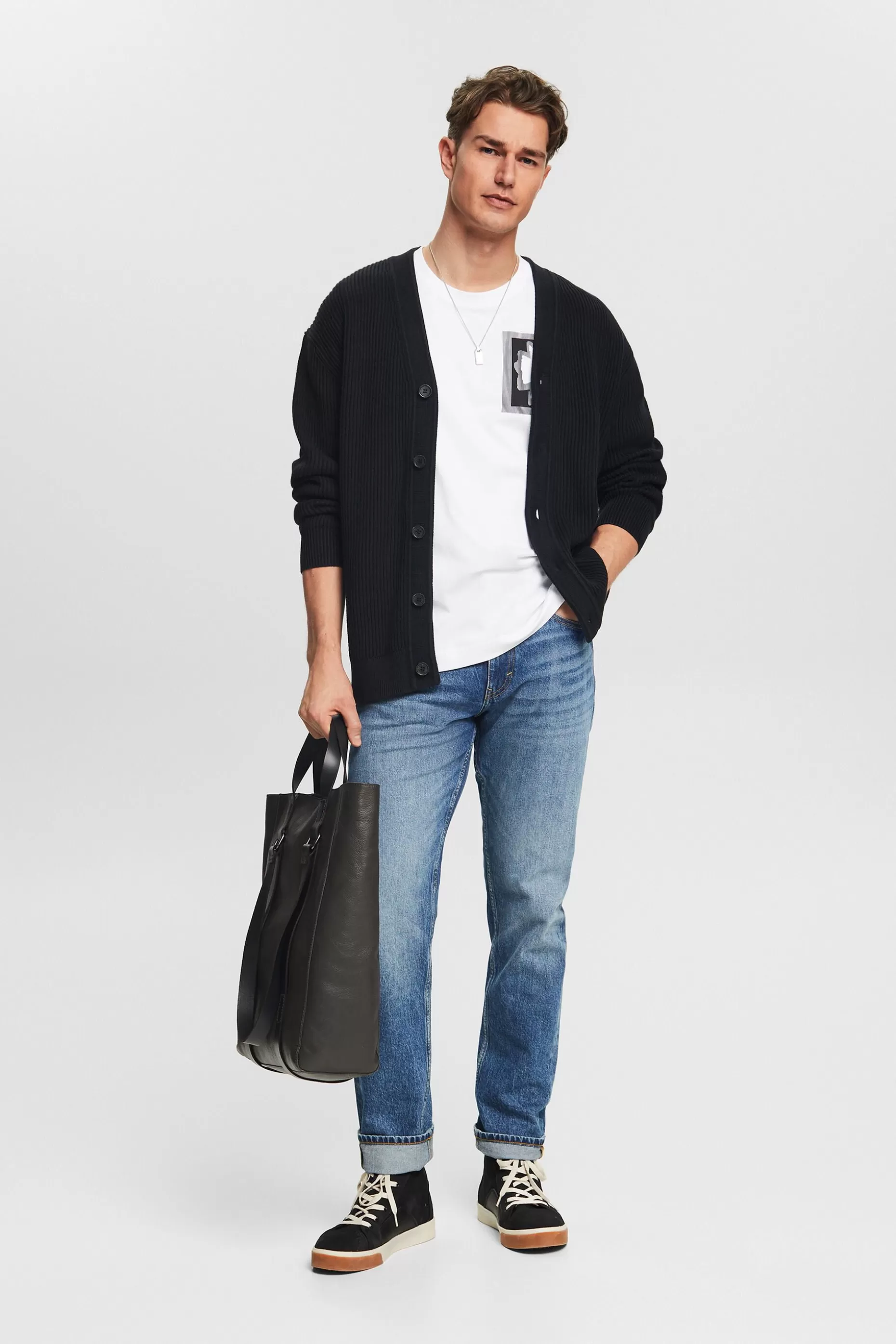 ESPRIT Rib-Knit V-Neck Cardigan at our Online Shop *Men Premium Picks