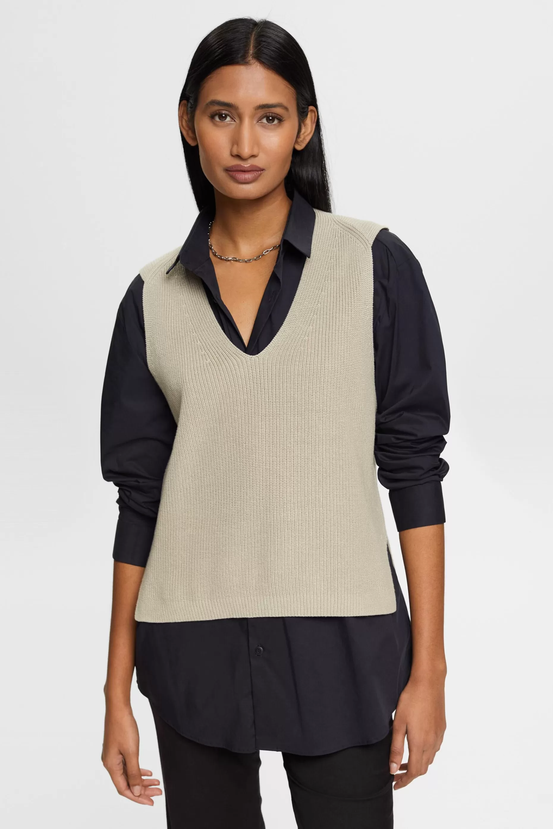 ESPRIT Rib-Knit V-neck Sweater Vest at our Online Shop * Sale Under $30