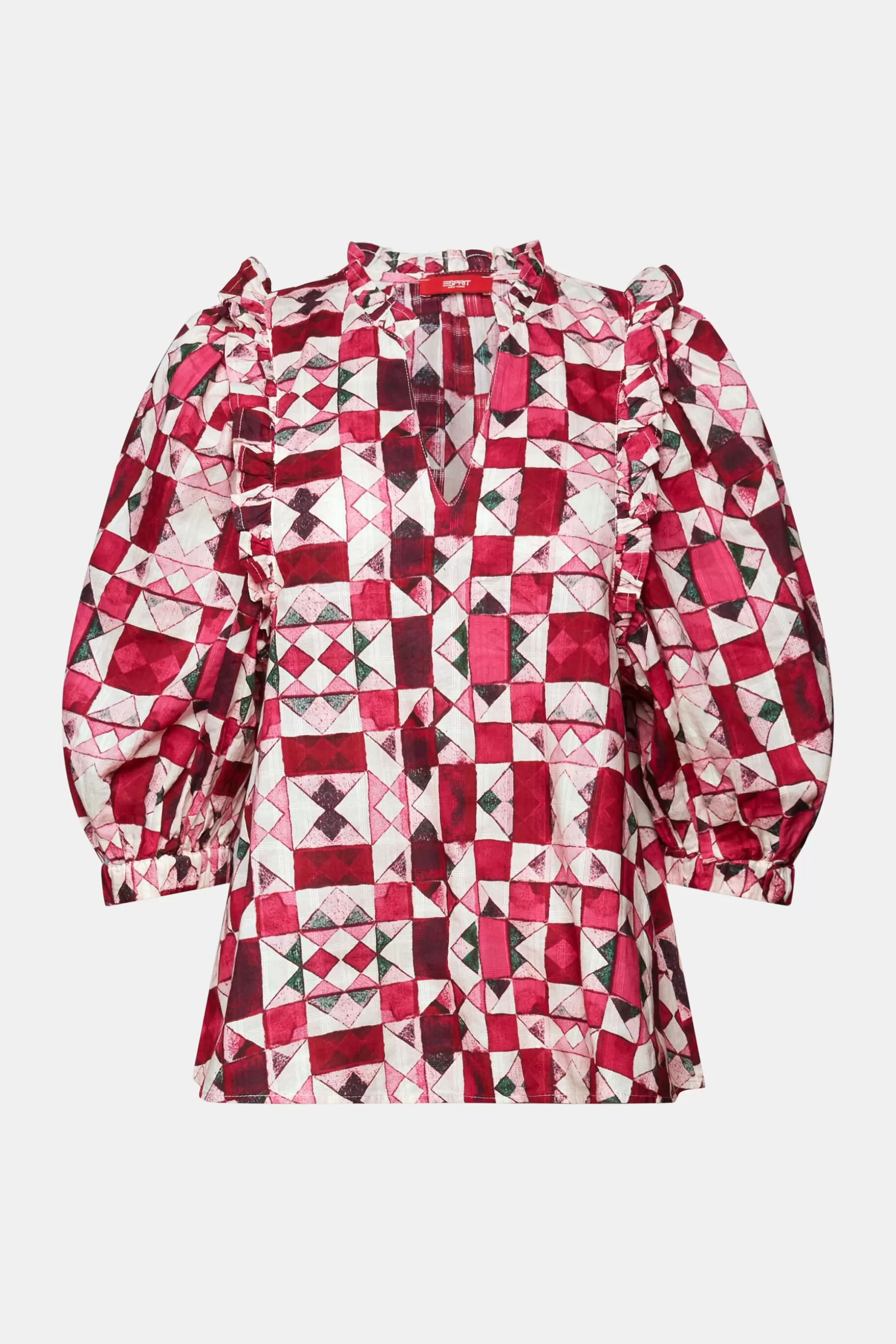 ESPRIT Ruffle Trim Dobby Cotton Blouse at our Online Shop * Sale Under $30