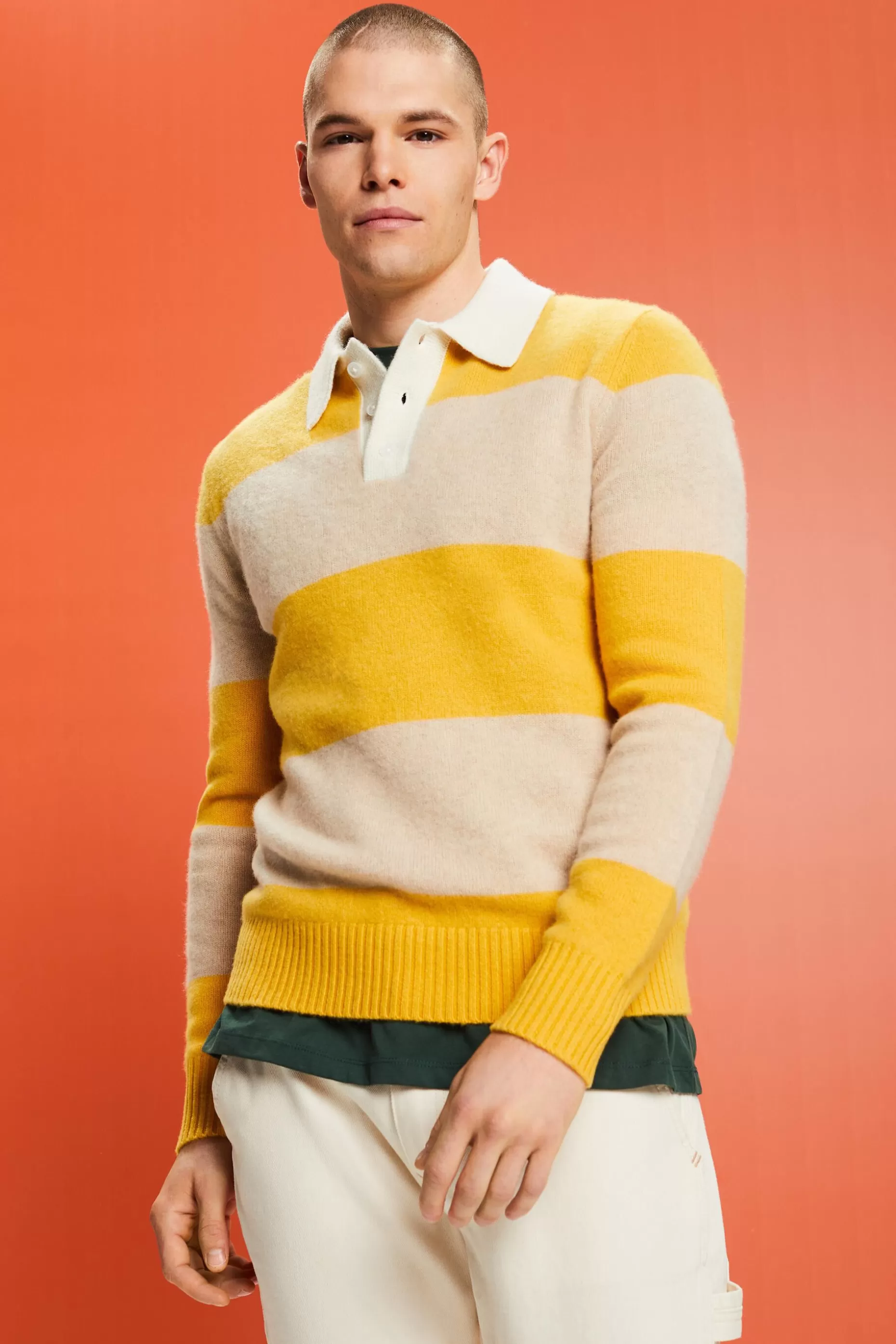 ESPRIT Rugby Stripe Cashmere Polo Sweater at our Online Shop *Men Premium Picks