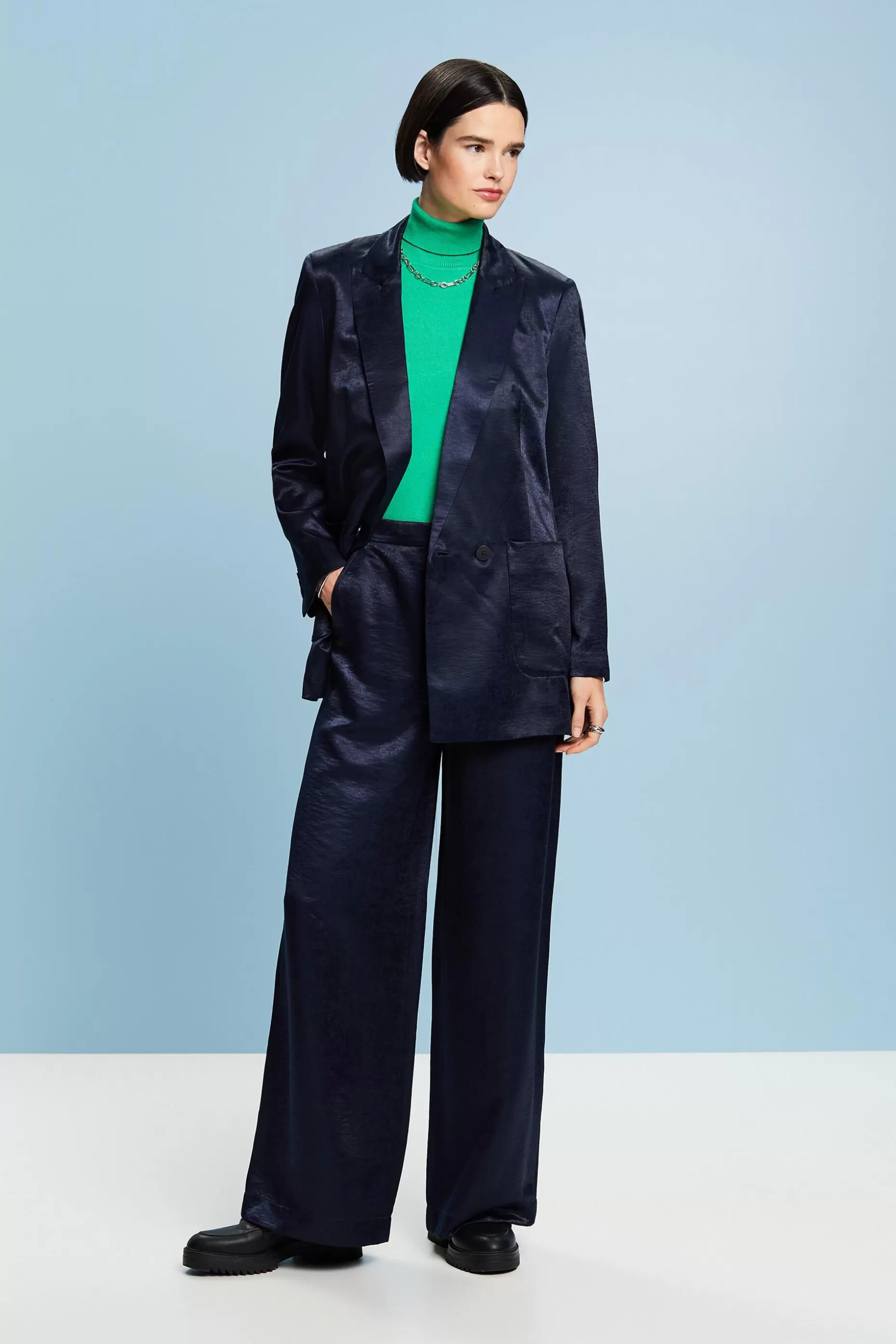 ESPRIT Sateen Double-Breasted Blazer at our Online Shop *Women Clearance 60%-70% Off