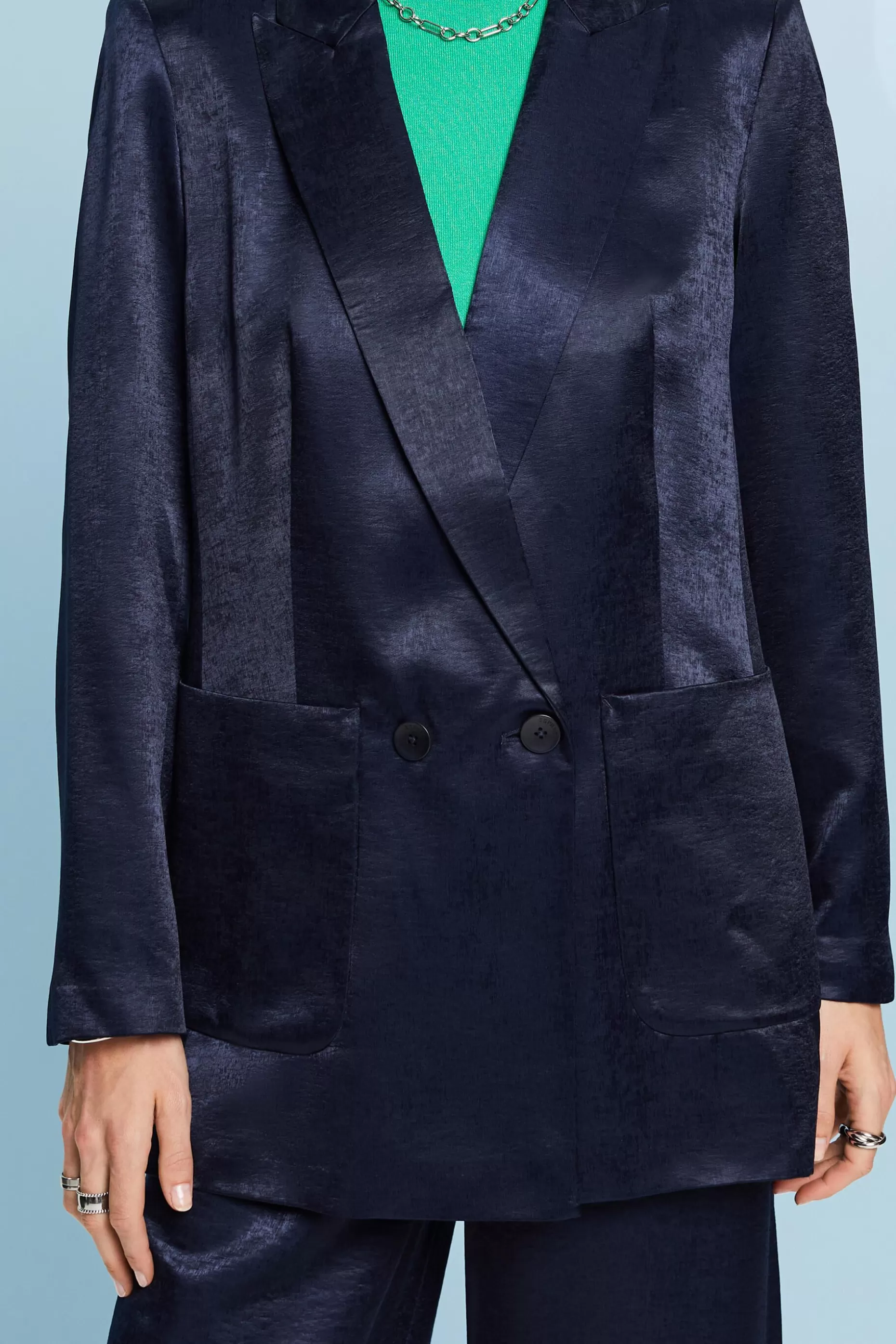 ESPRIT Sateen Double-Breasted Blazer at our Online Shop *Women Clearance 60%-70% Off