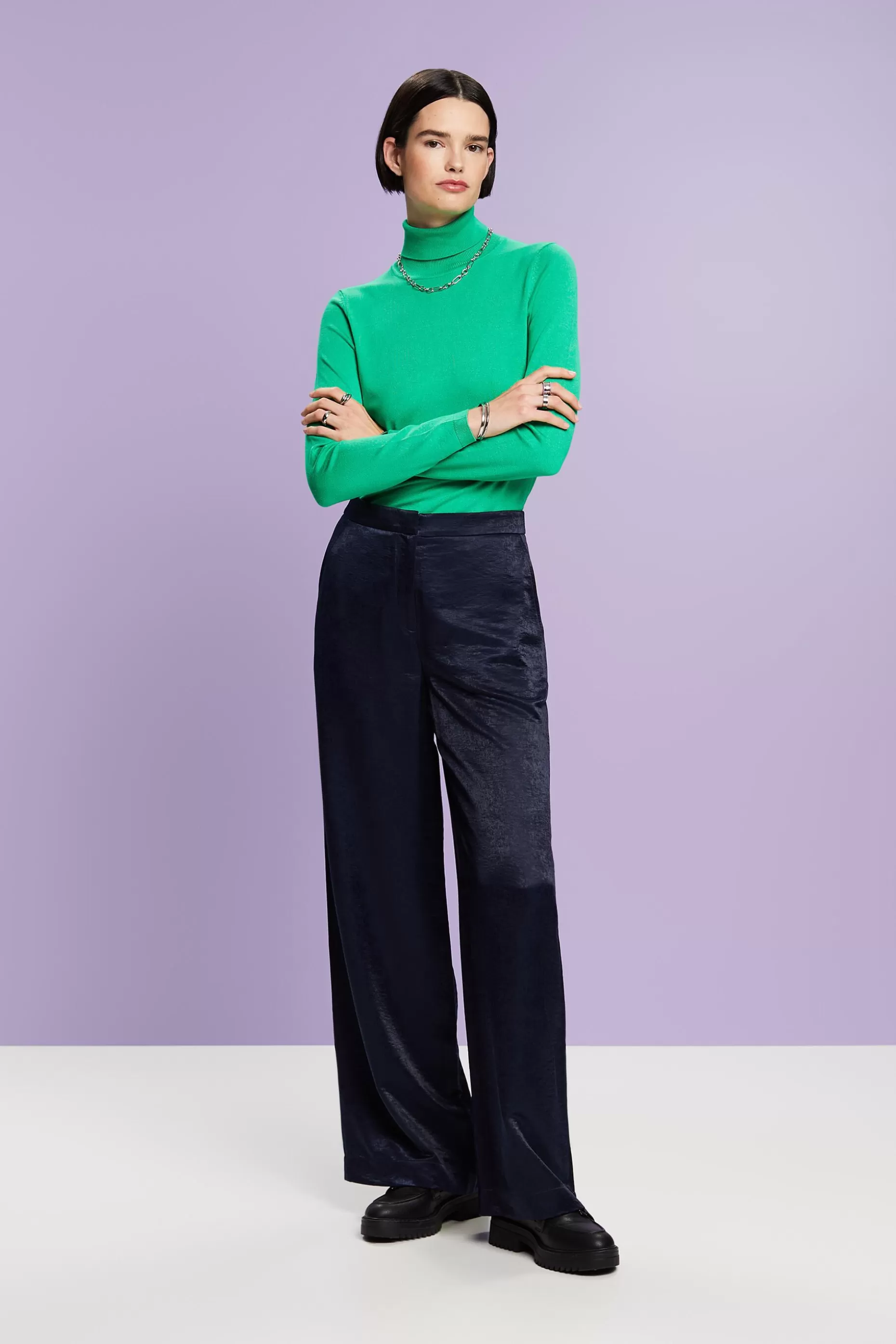ESPRIT Sateen Wide-Leg Pants at our Online Shop *Women Pants + Joggers