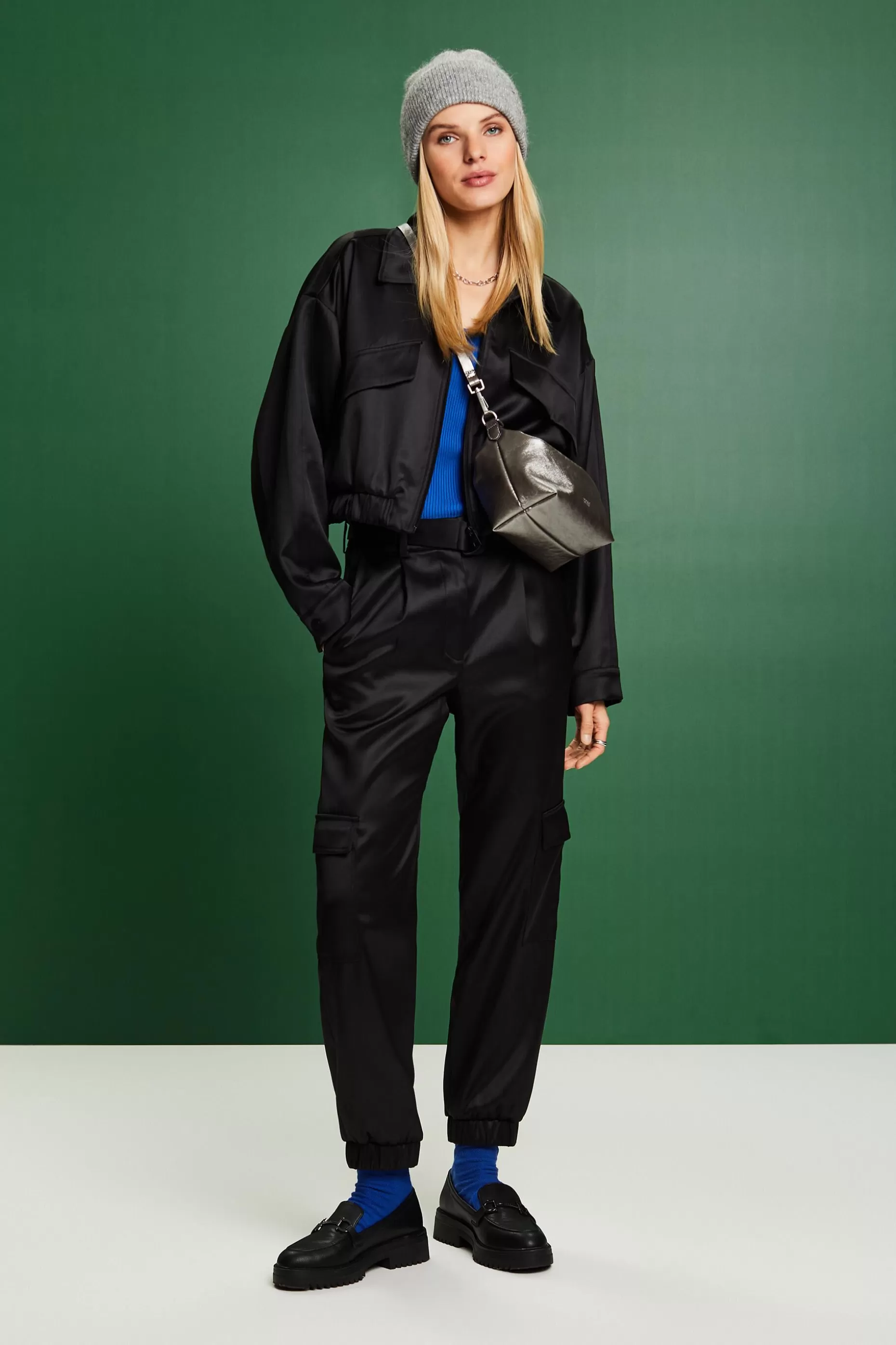 ESPRIT Satin Belted Cargo Pants at our Online Shop *Women Pants + Joggers