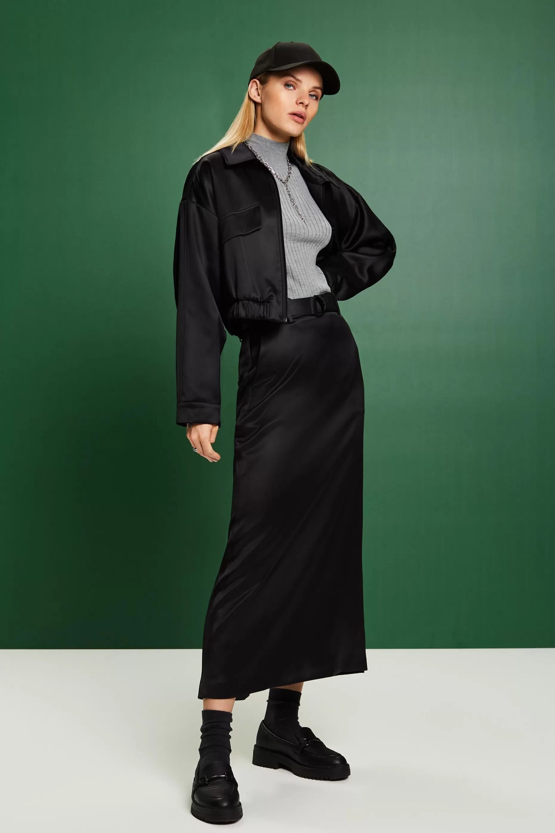 ESPRIT Satin Belted Maxi Skirt at our Online Shop *Women Skirts + Shorts