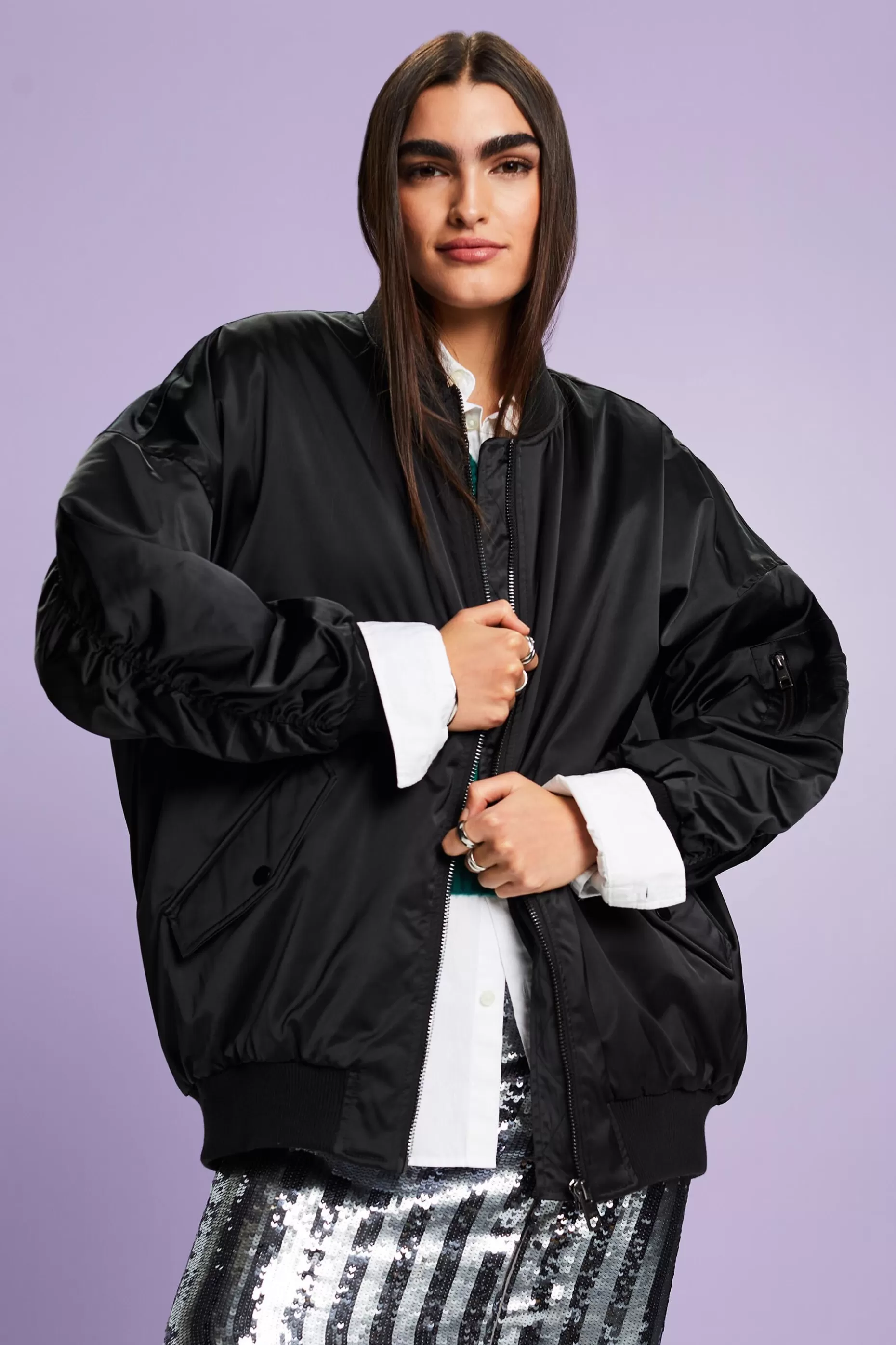 ESPRIT Satin Bomber Jacket at our Online Shop *Women Clearance 60%-70% Off