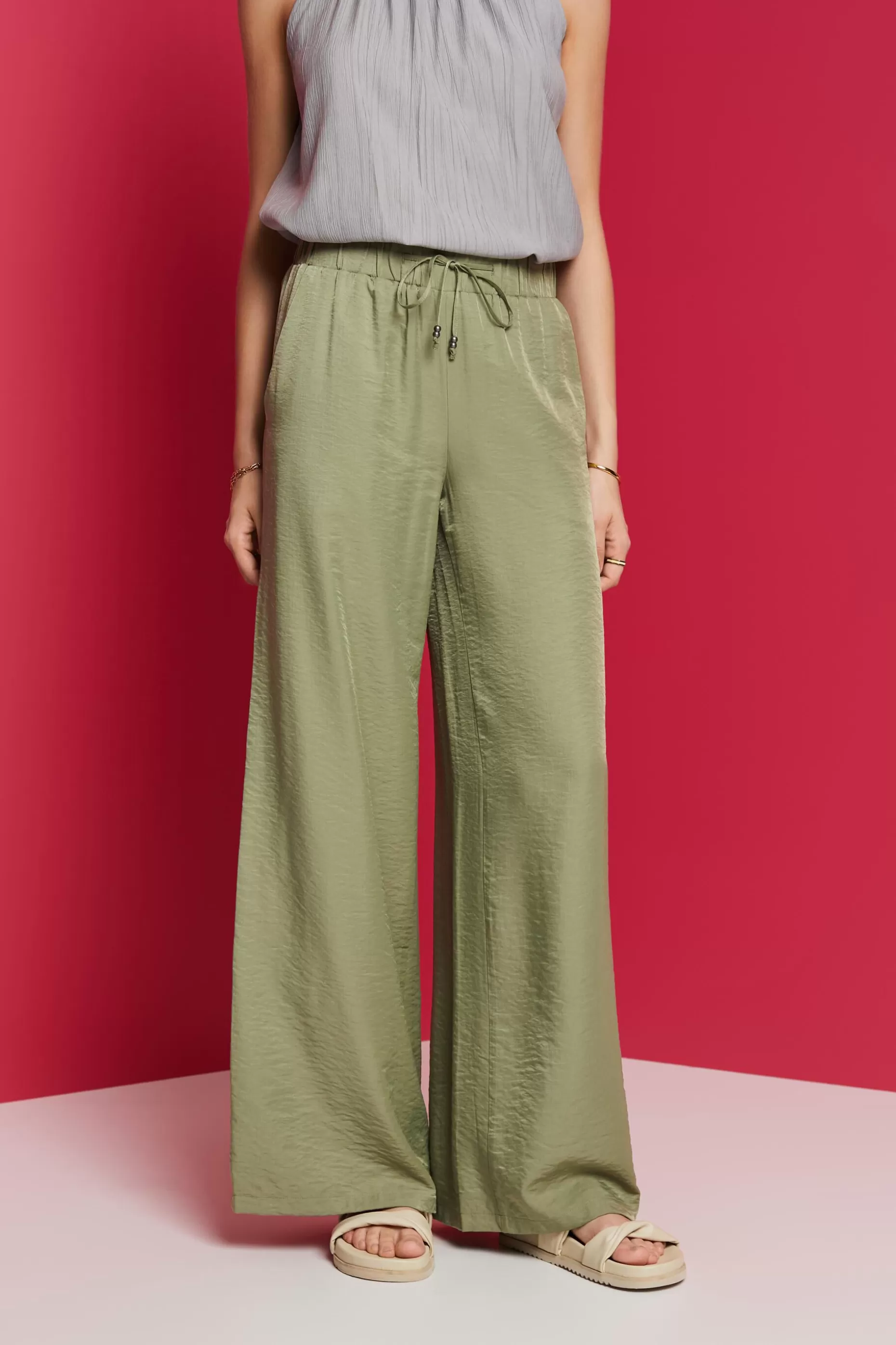 ESPRIT Satin wide leg trousers at our Online Shop *Women Bottoms