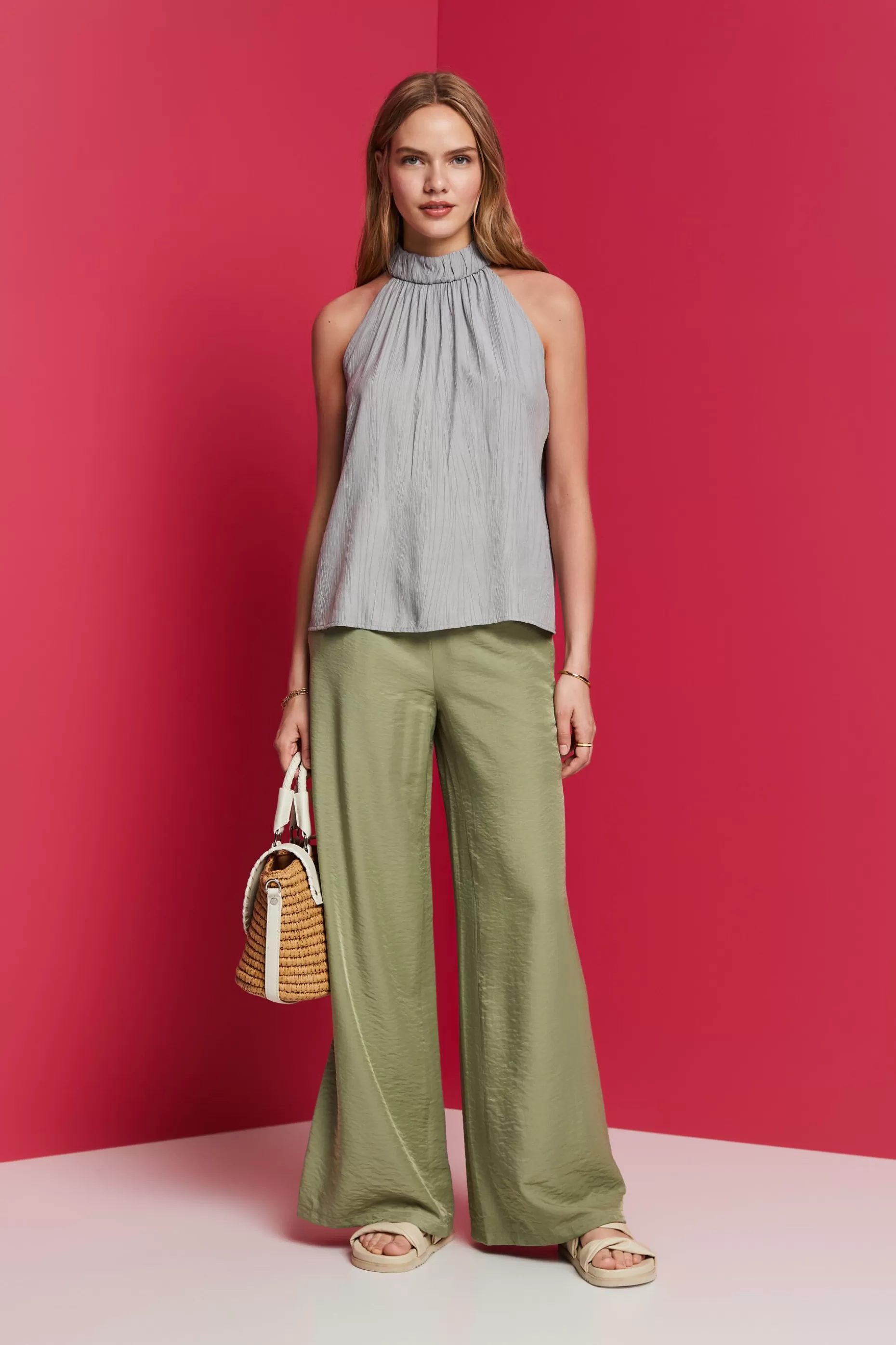 ESPRIT Satin wide leg trousers at our Online Shop *Women Bottoms