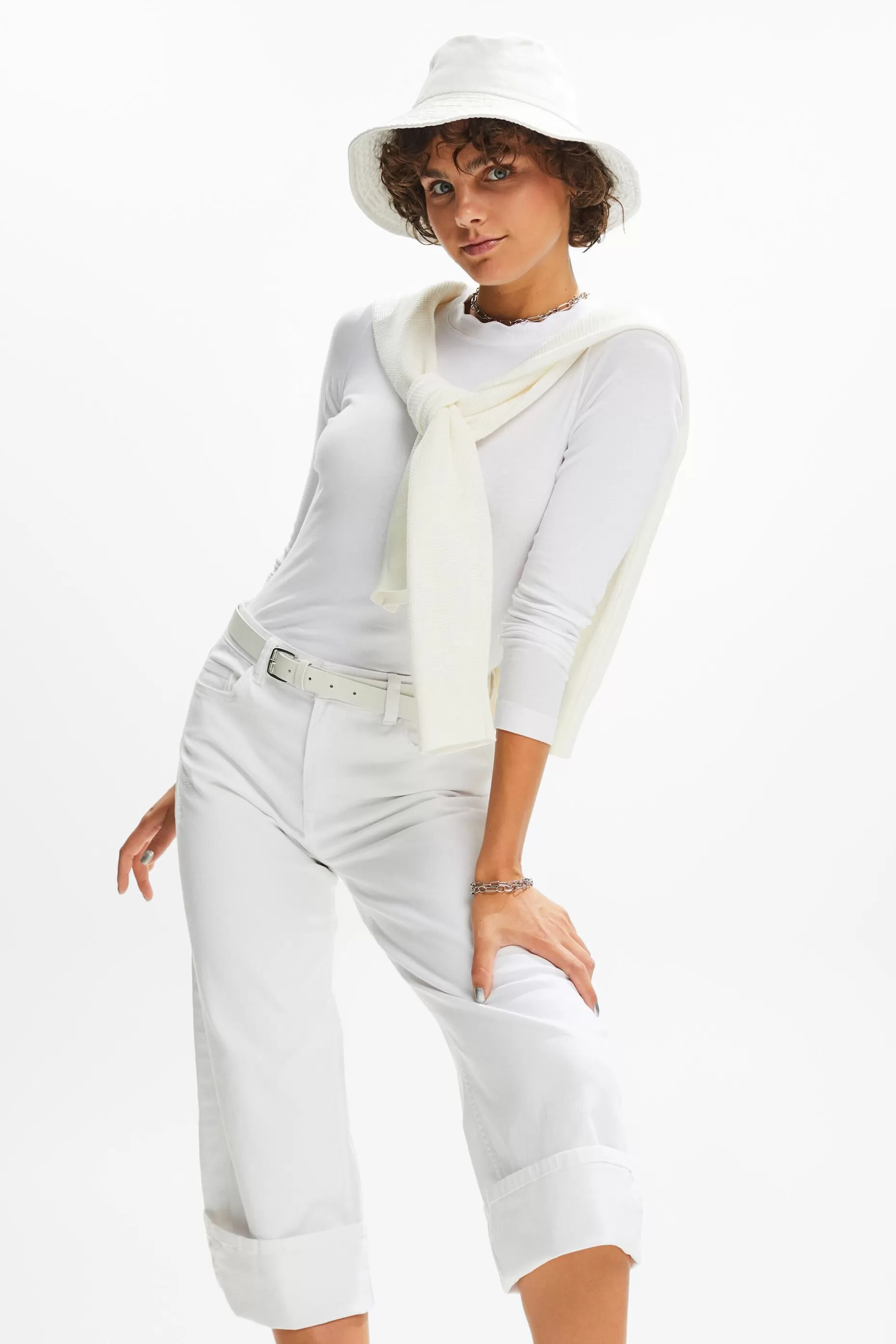 ESPRIT Scallop-Trim Cotton Jersey Top at our Online Shop *Women Tops