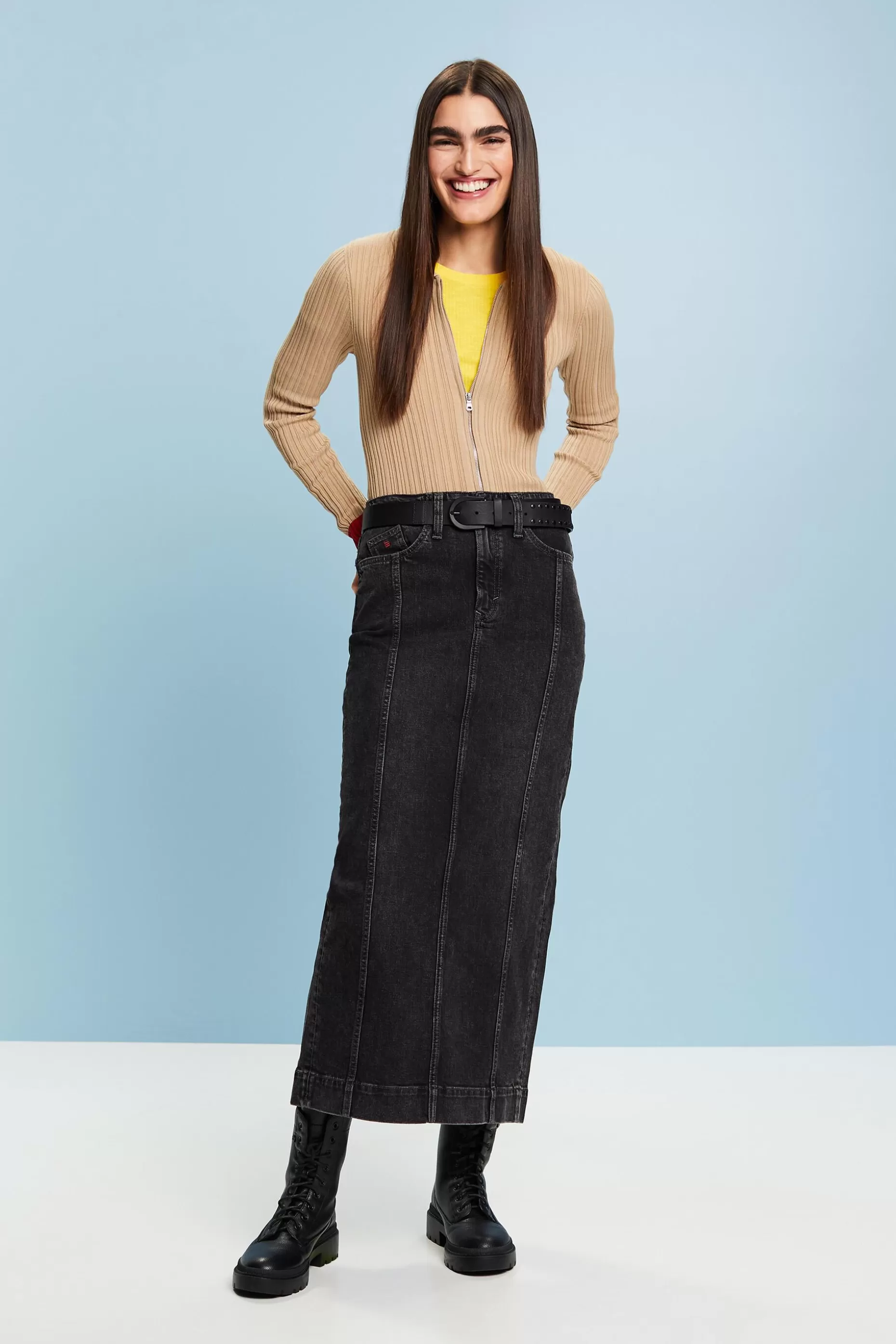 ESPRIT Seamless Rib-Knit Polo Cardigan at our Online Shop *Women Tops