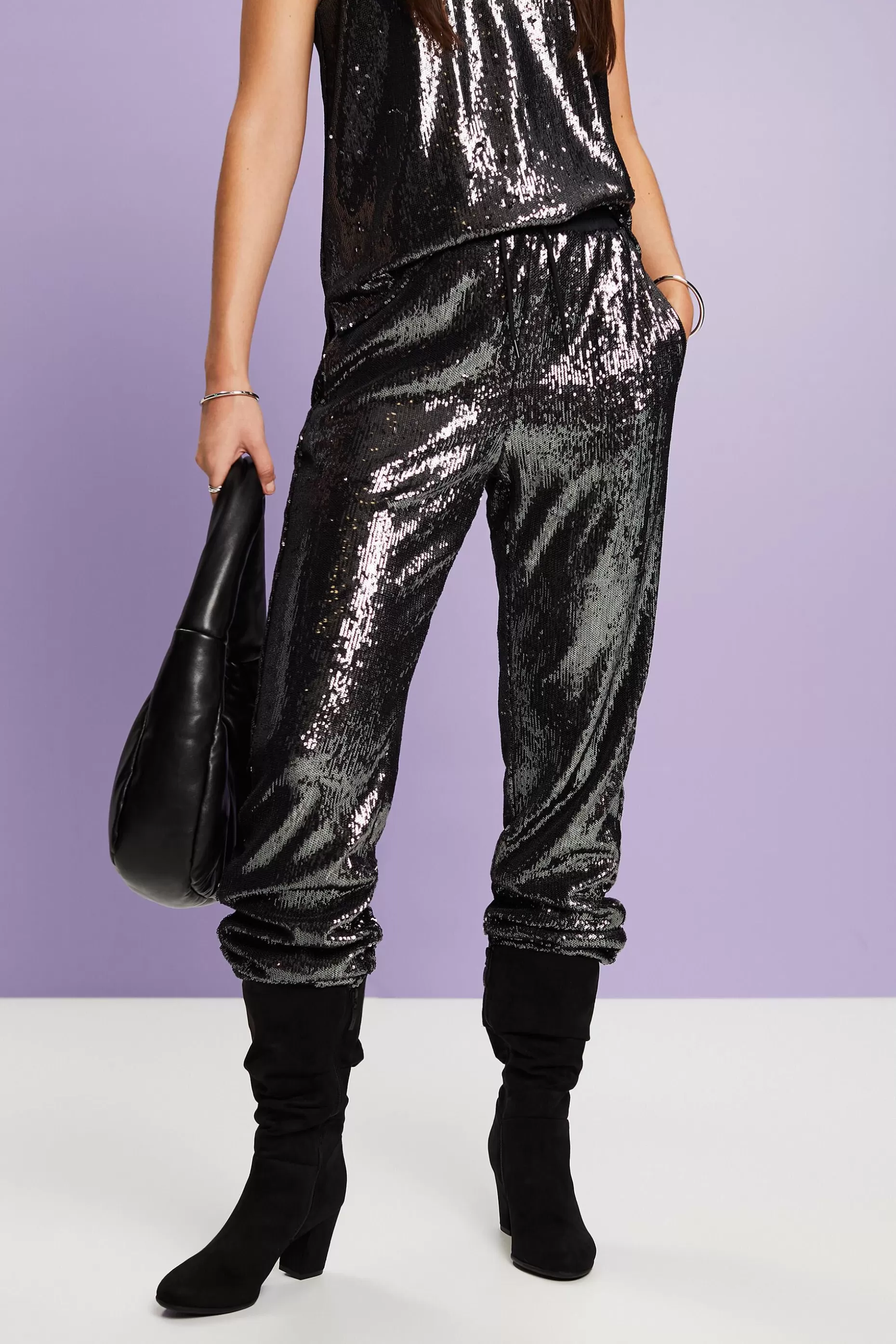 ESPRIT Sequined Satin Pants at our Online Shop *Women Pants + Joggers