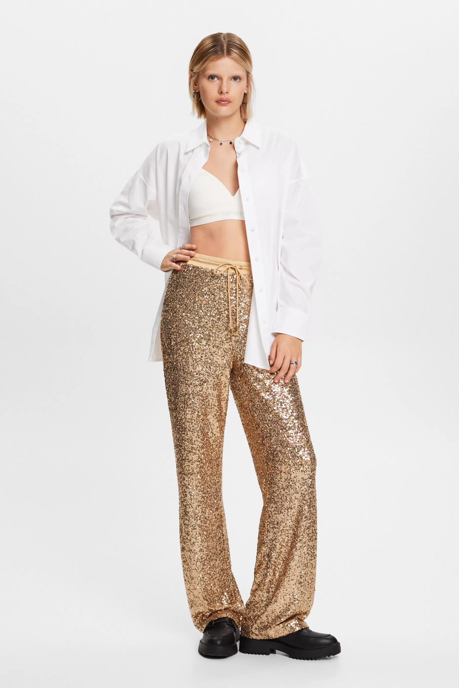 ESPRIT Sequined Satin Wide Leg Pants at our Online Shop *Women Pants + Joggers