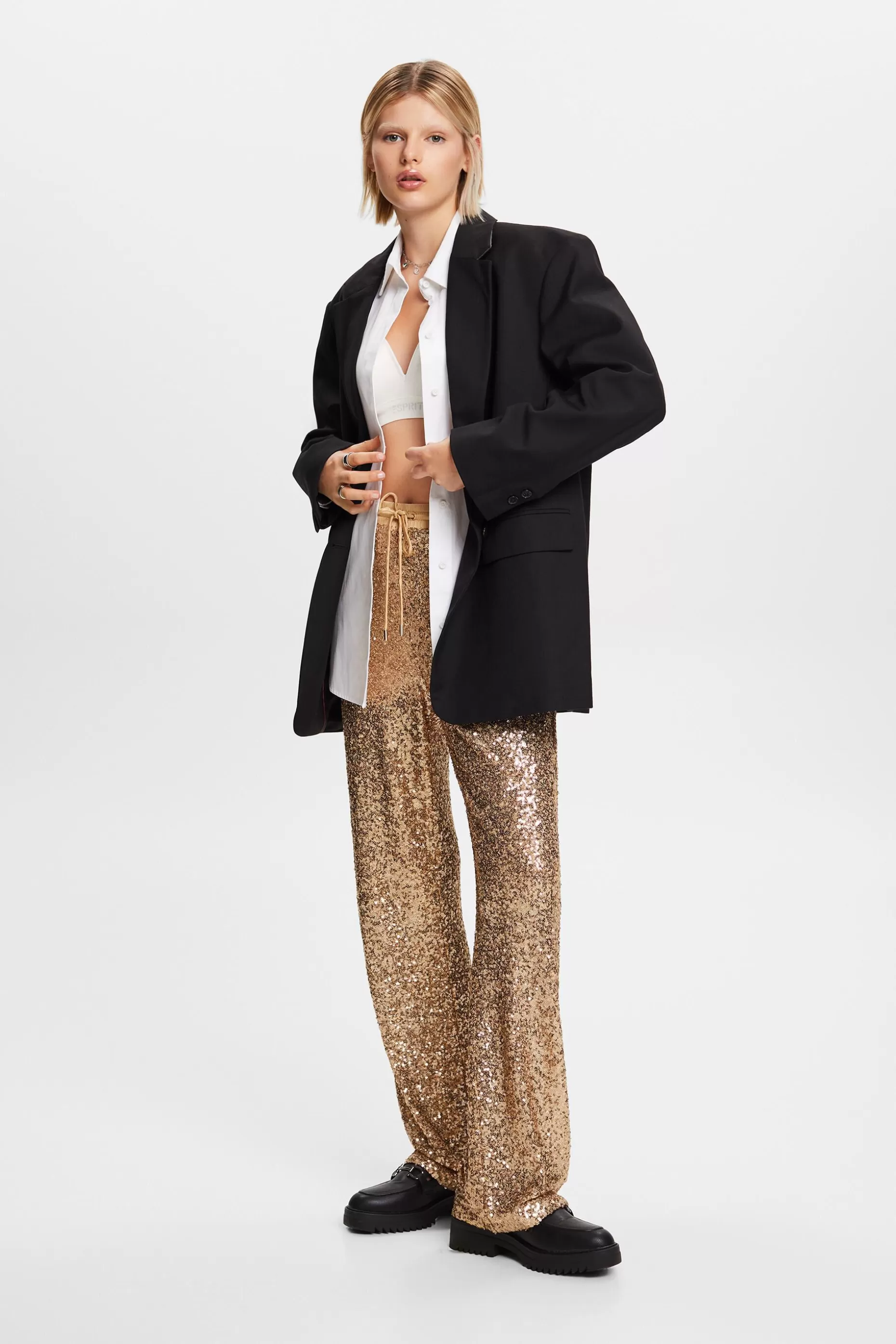 ESPRIT Sequined Satin Wide Leg Pants at our Online Shop *Women Pants + Joggers
