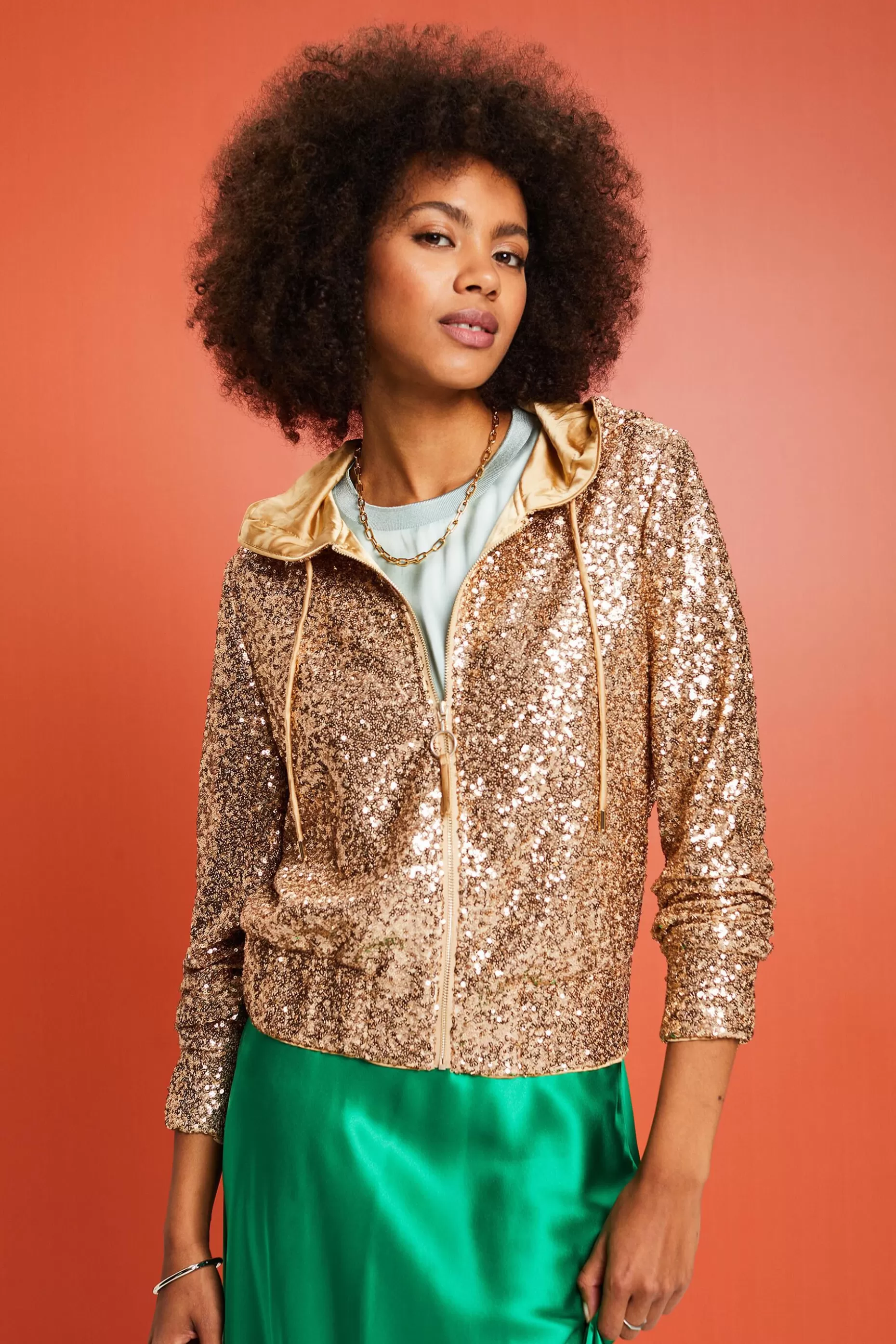 ESPRIT Sequined Zip-Up Hoodie at our Online Shop *Women Tops