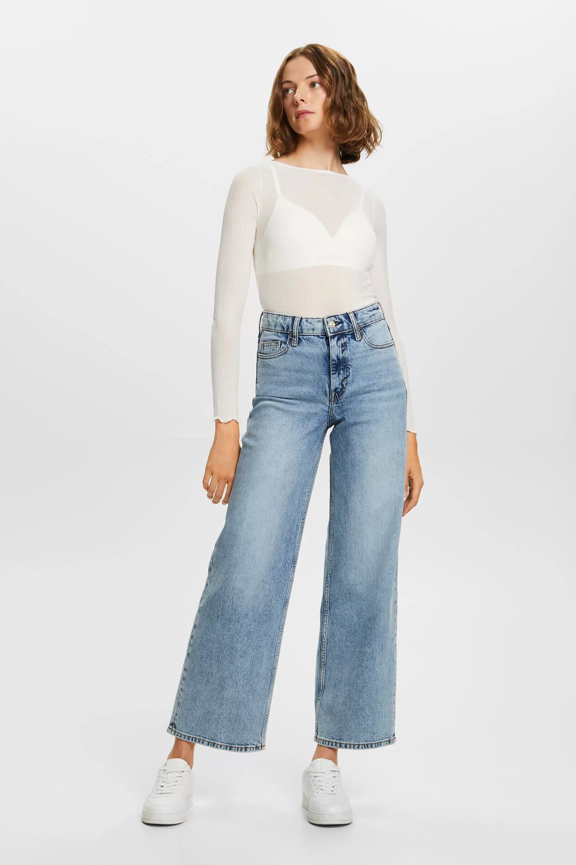 ESPRIT Sheer Ribbed Top at our Online Shop *Women Tops