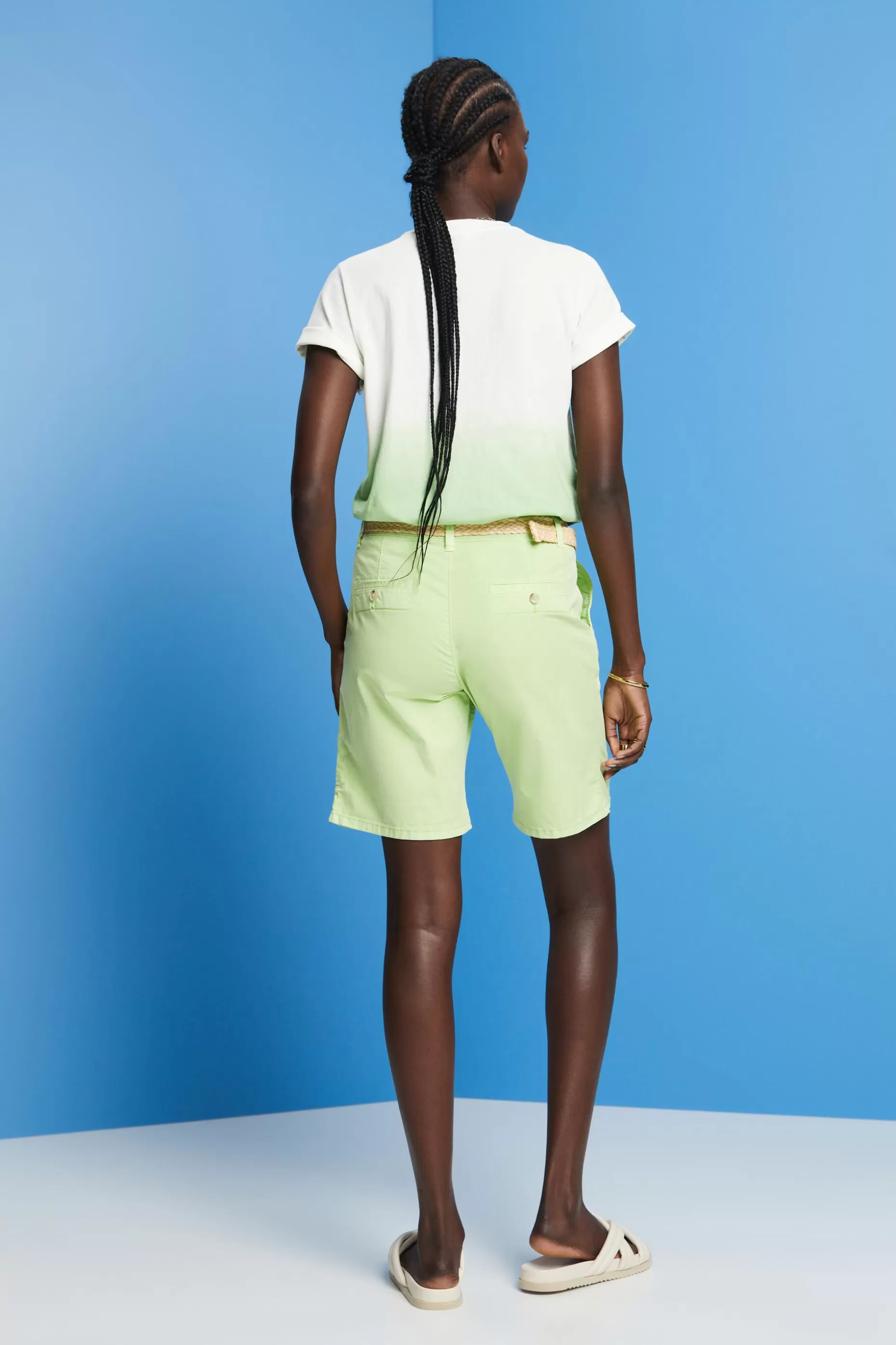 ESPRIT Shorts with braided raffia belt at our Online Shop * Sale Under $30