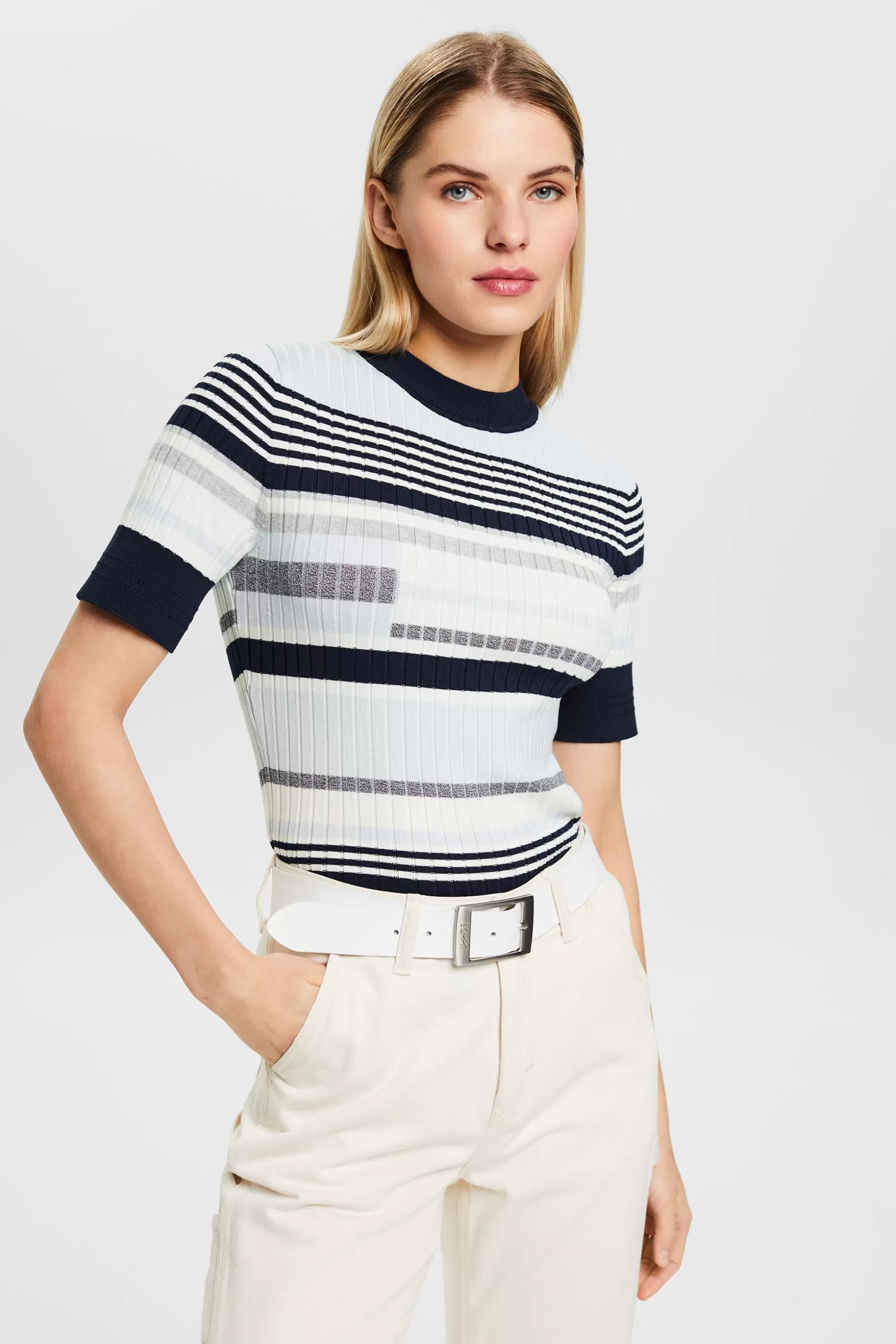 ESPRIT Short-Sleeve Intarsia Sweater at our Online Shop *Women Sweaters