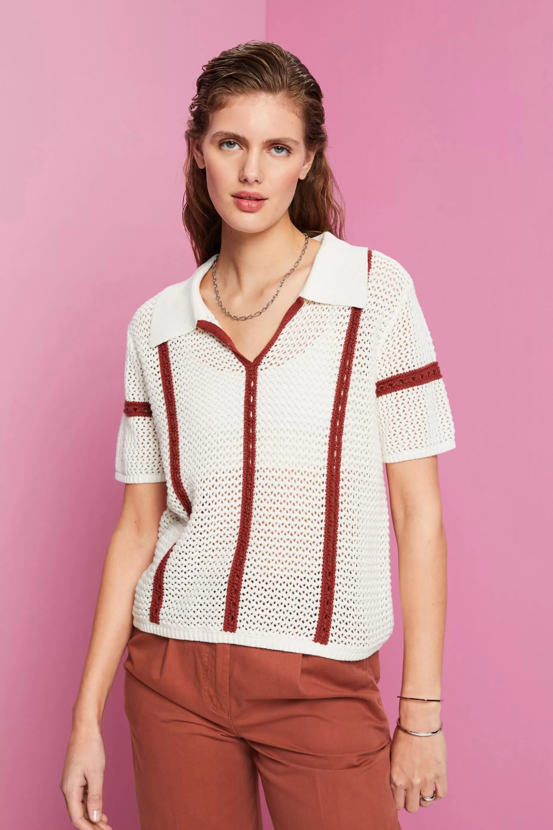 ESPRIT Short-sleeved polo jumper at our Online Shop *Women Sweaters