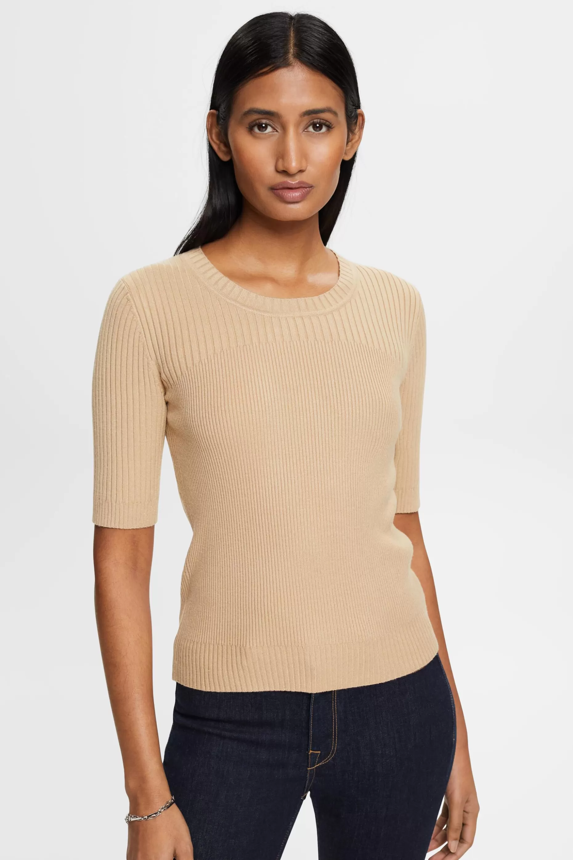 ESPRIT Short-sleeved ribbed sweater at our Online Shop *Women Sweaters