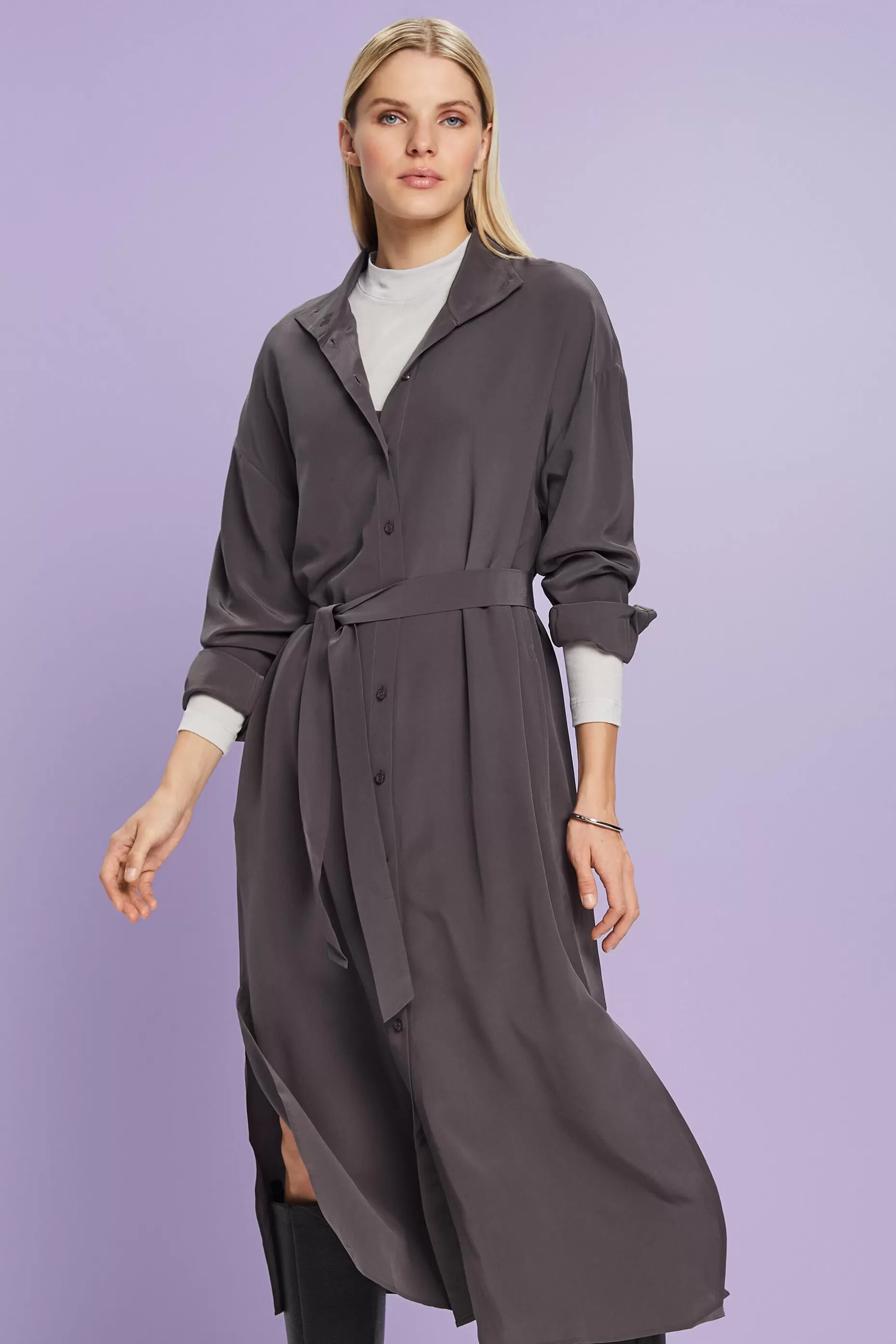 ESPRIT Silk Midi Shirt Dress at our Online Shop *Women Dresses + Jumpsuits