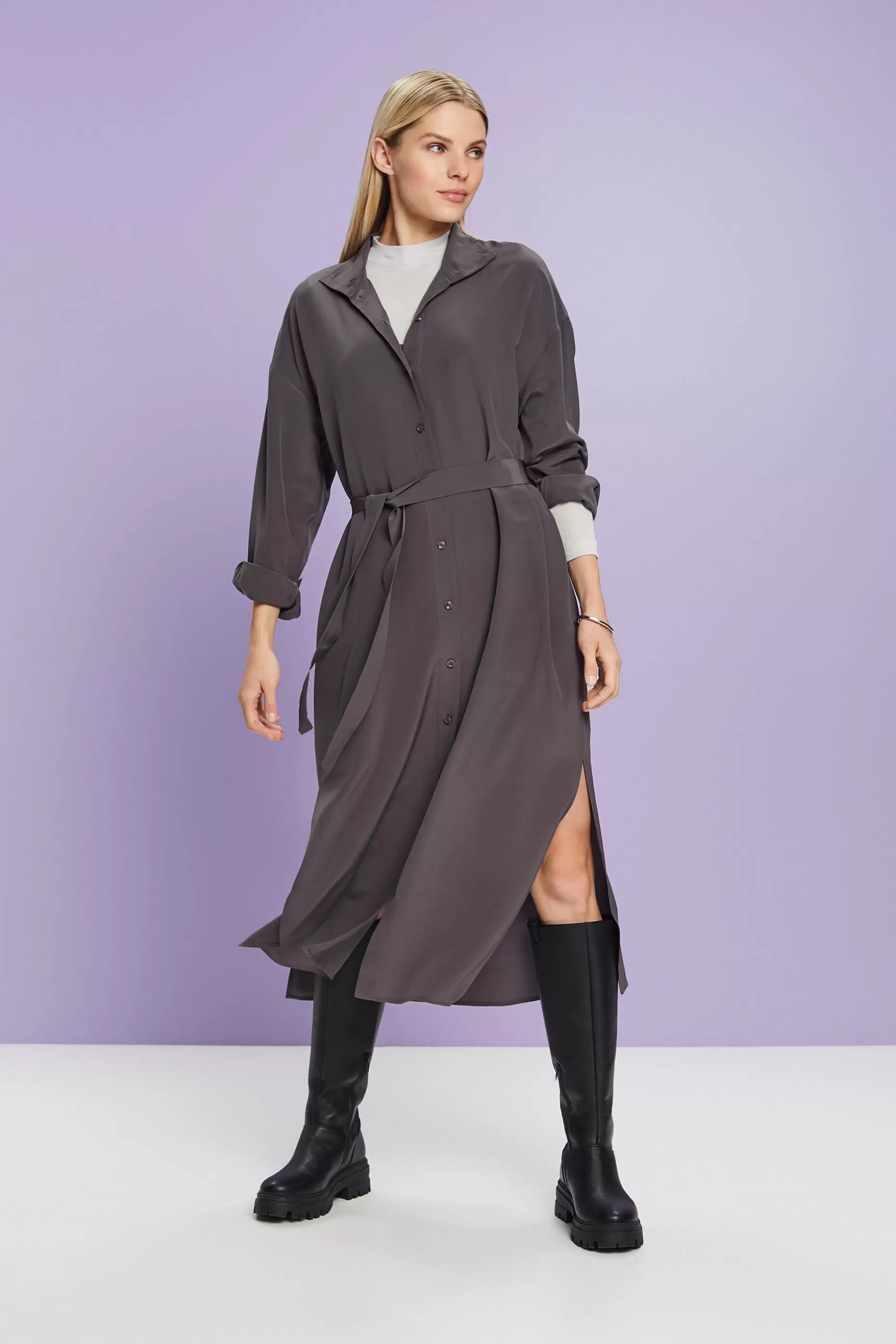 ESPRIT Silk Midi Shirt Dress at our Online Shop *Women Dresses + Jumpsuits