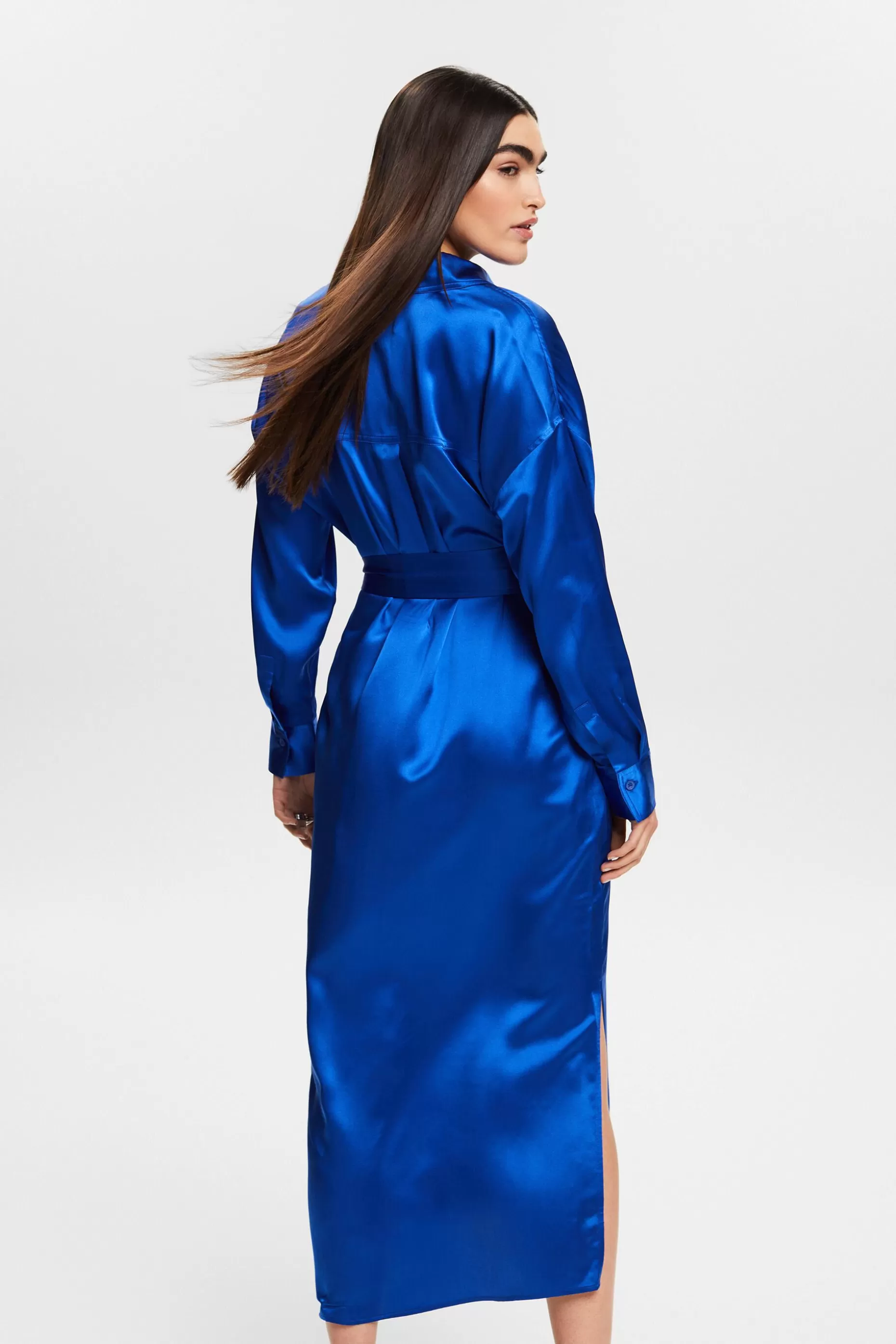 ESPRIT Silk Satin Belted Midi Dress at our Online Shop *Women Dresses + Jumpsuits