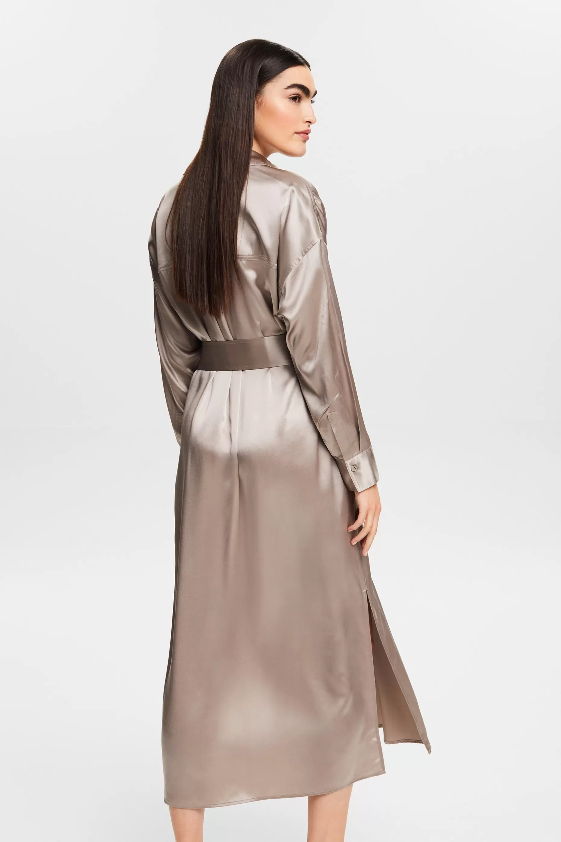 ESPRIT Silk Satin Belted Midi Dress at our Online Shop *Women Dresses + Jumpsuits