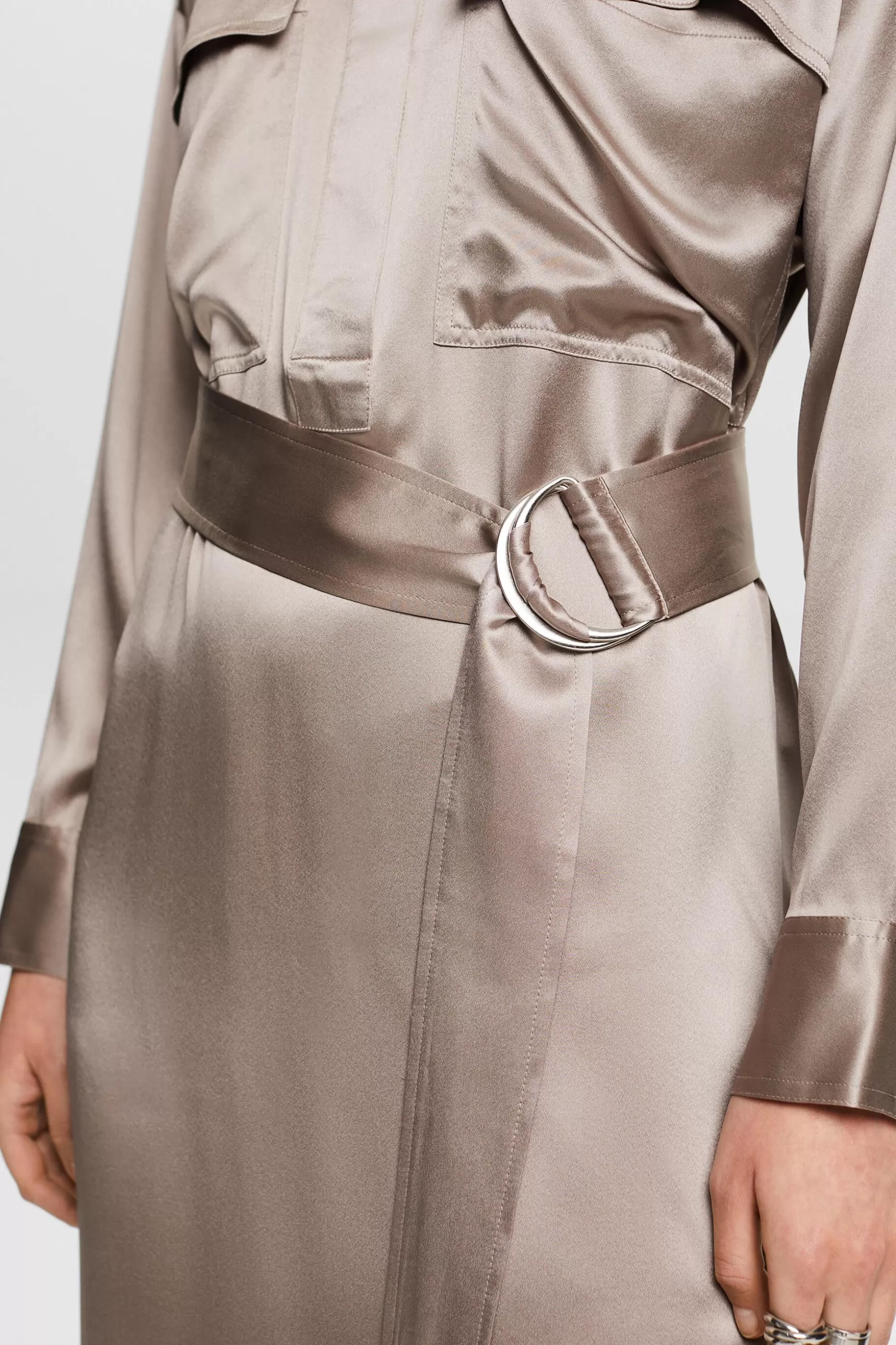 ESPRIT Silk Satin Belted Midi Dress at our Online Shop *Women Dresses + Jumpsuits