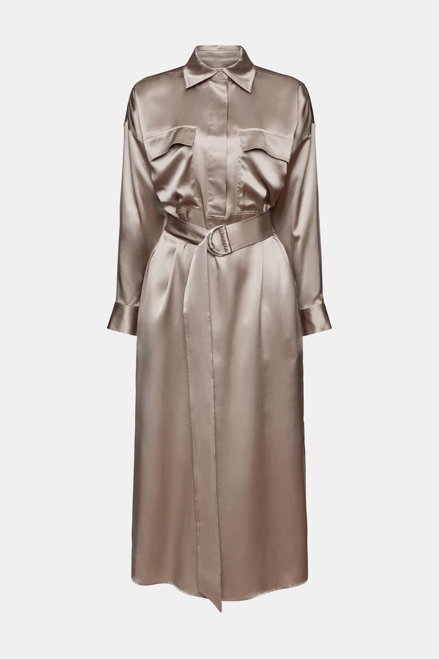 ESPRIT Silk Satin Belted Midi Dress at our Online Shop *Women Dresses + Jumpsuits