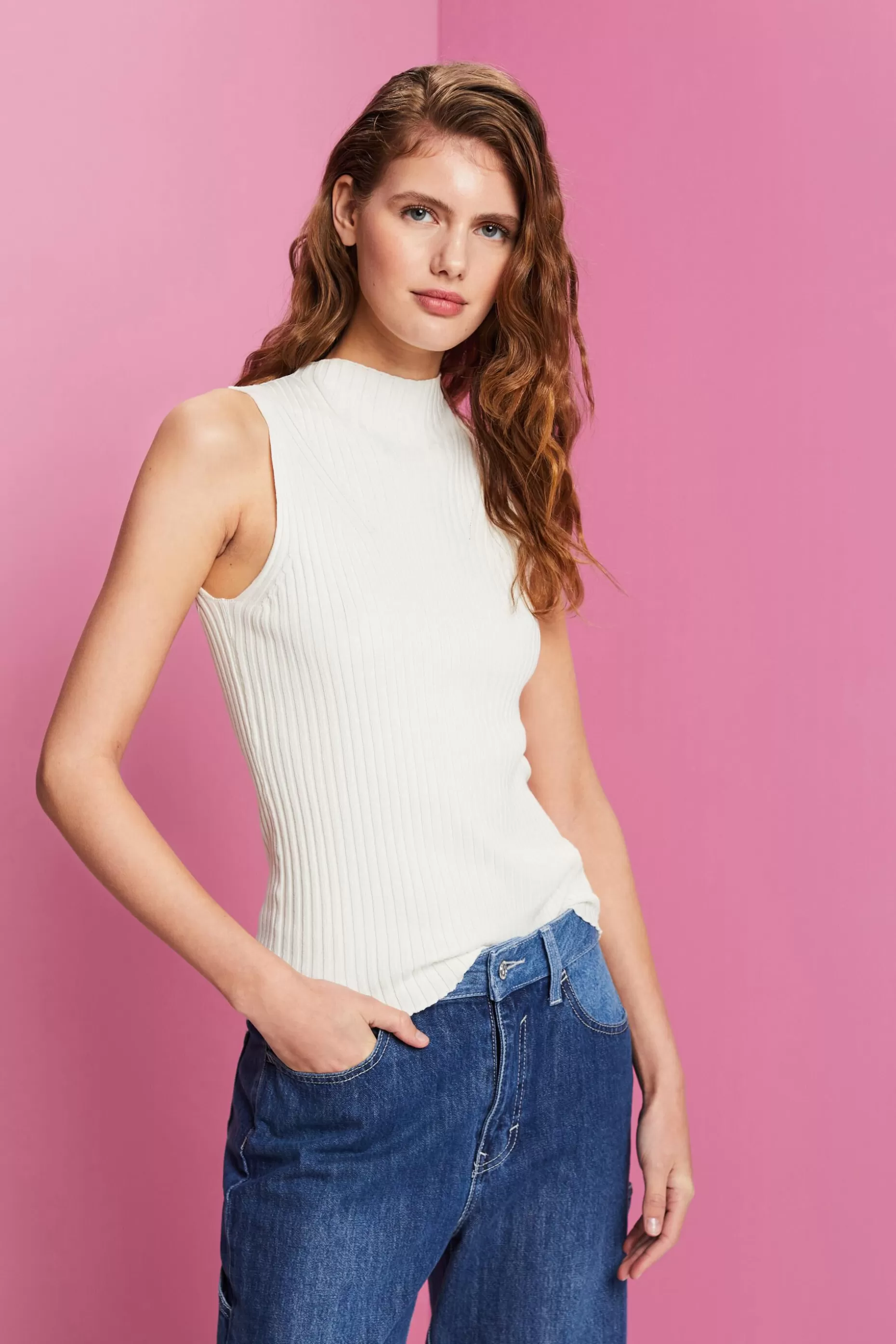 ESPRIT Sleeveless Rib-Knit Top at our Online Shop *Women Tops