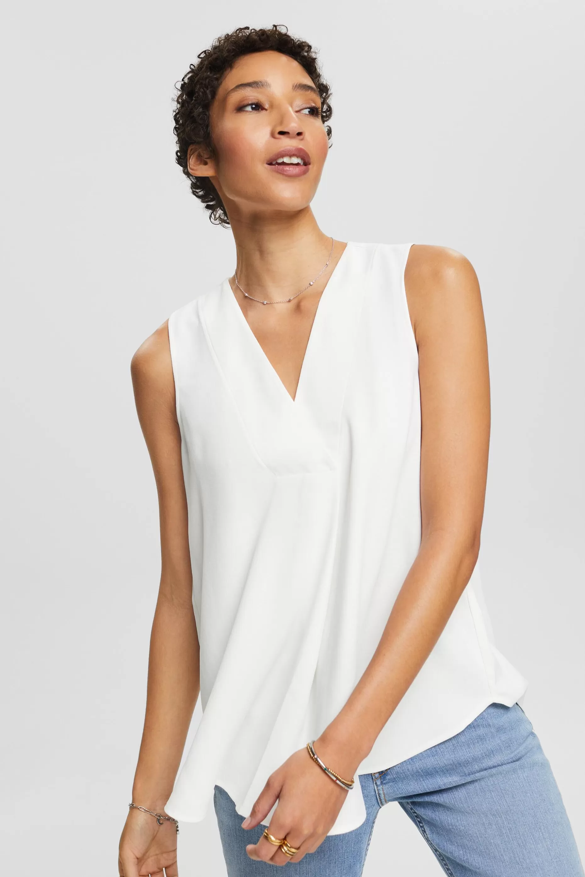 ESPRIT Sleeveless V-Neck Blouse at our Online Shop *Women Shirts + Blouses