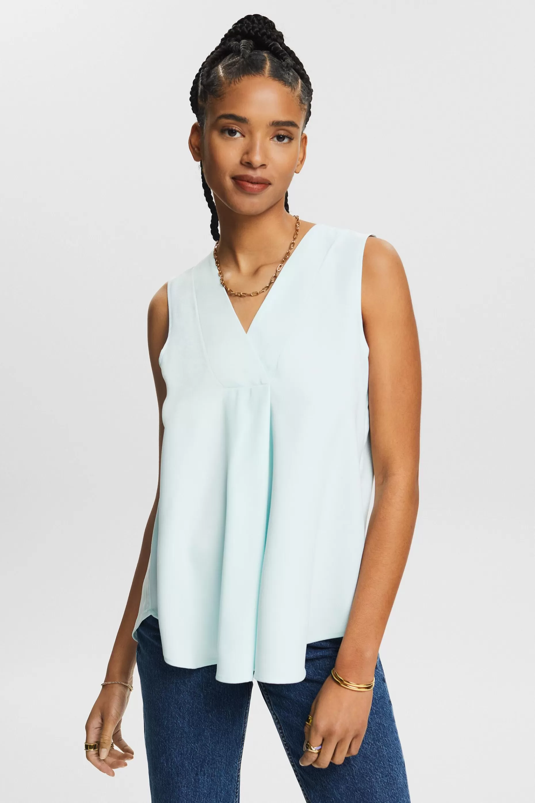 ESPRIT Sleeveless V-Neck Blouse at our Online Shop *Women The Pastel Edit
