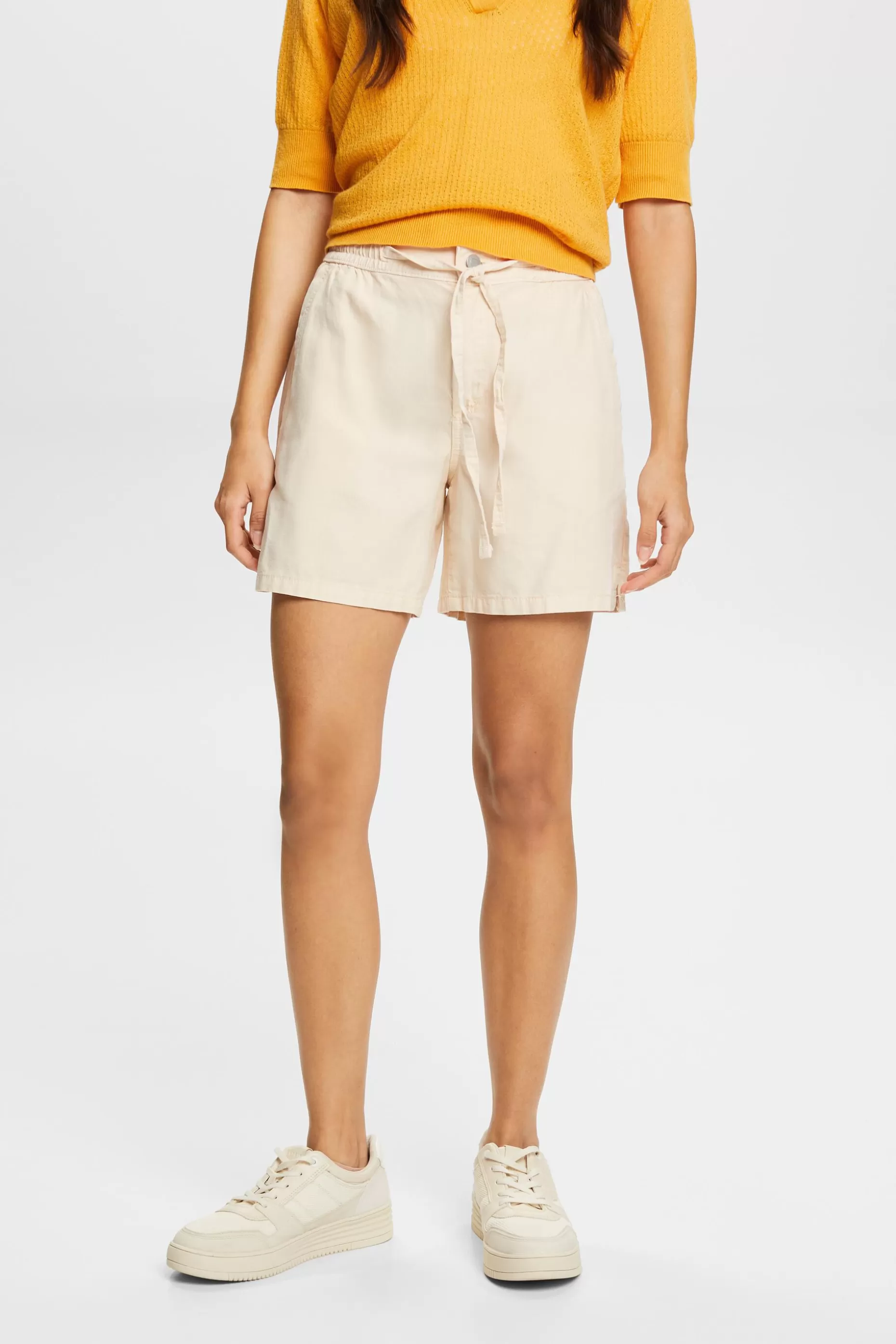 ESPRIT Smocked-Waist Twill Shorts at our Online Shop *Women Skirts + Shorts