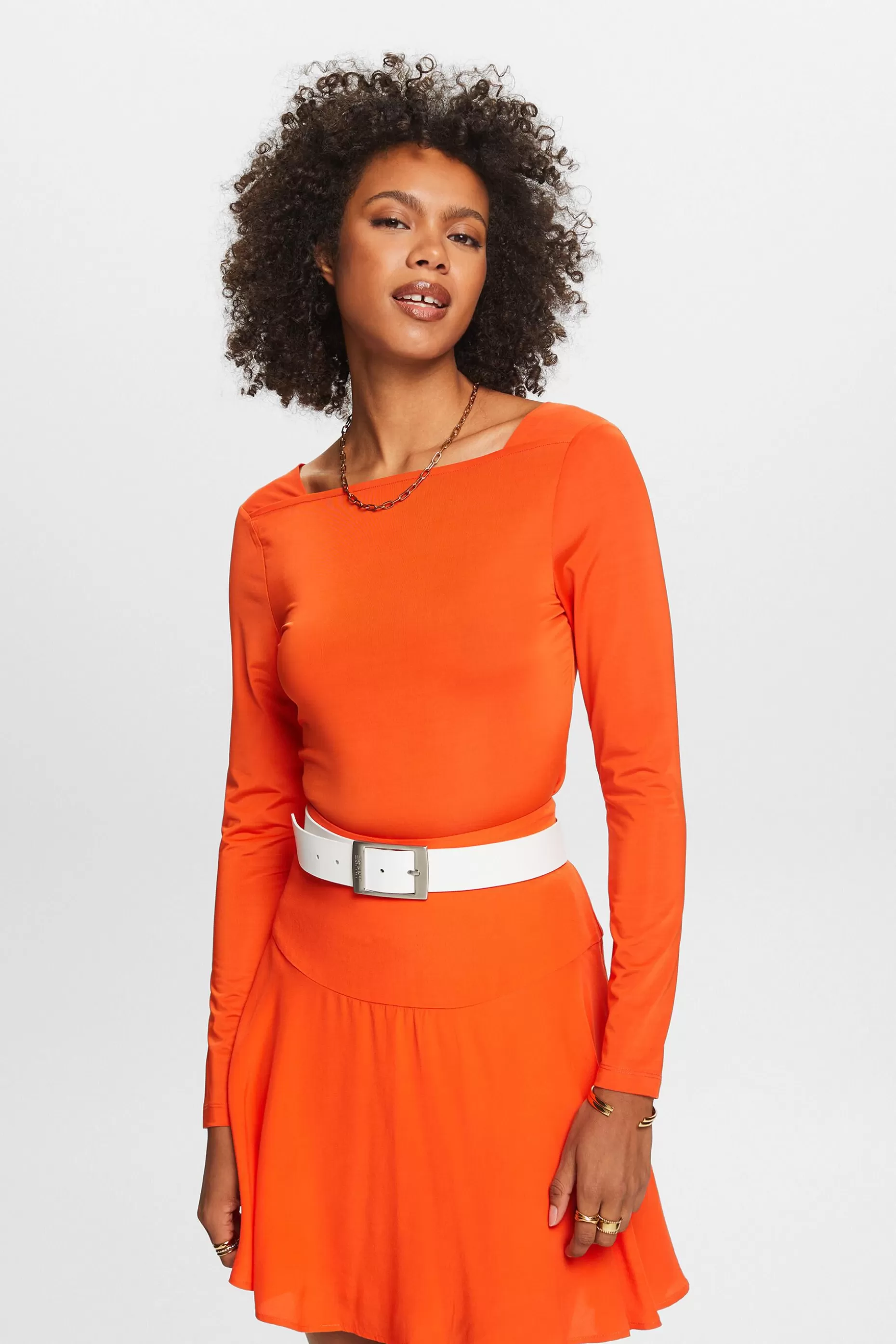 ESPRIT Square-Neck Long-Sleeve Top at our Online Shop *Women T-Shirts + Tops