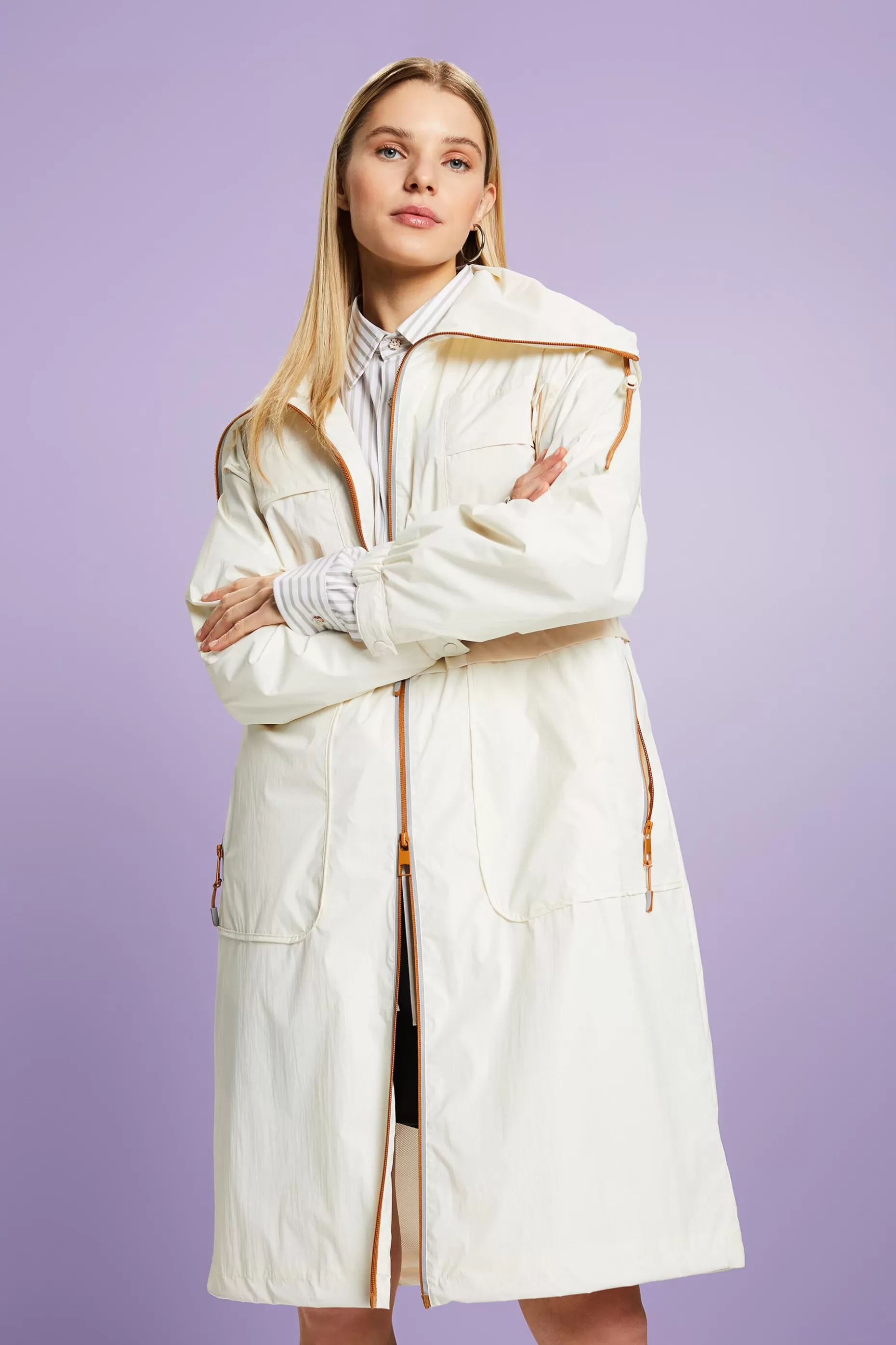 ESPRIT Stand-Up Collar Water-Resistant Ripstop Coat at our Online Shop *Women Jackets + Coats