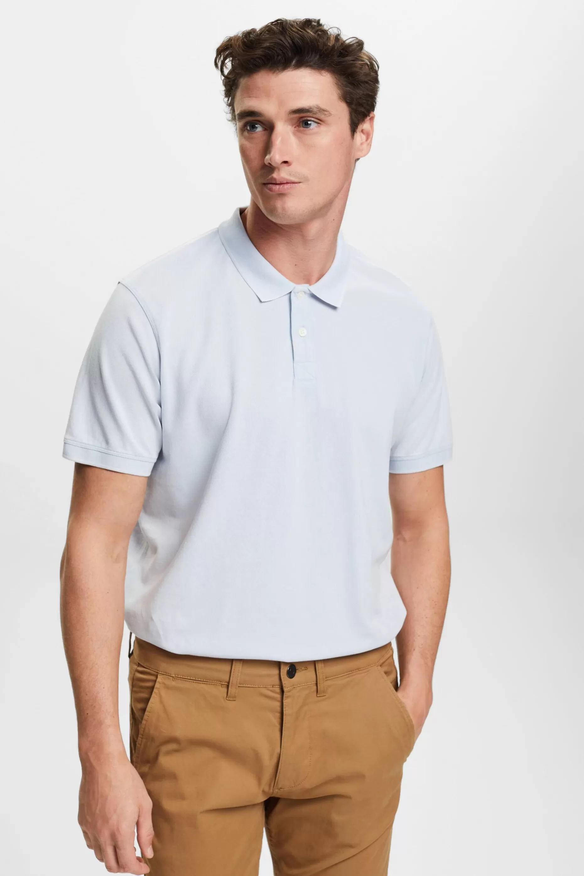 ESPRIT Stone-washed cotton pique polo shirt at our Online Shop *Men T-Shirts + Polos