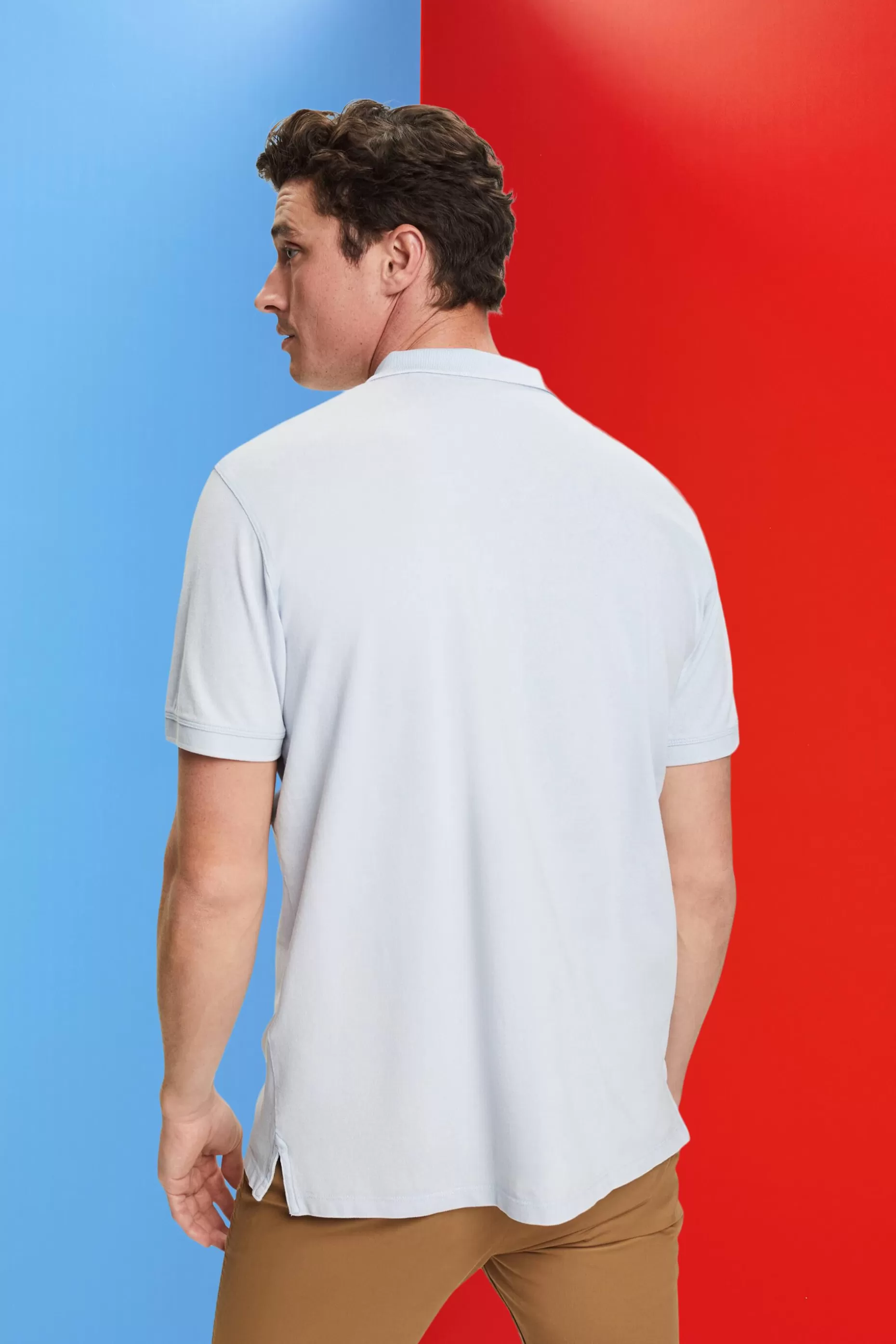 ESPRIT Stone-washed cotton pique polo shirt at our Online Shop *Men T-Shirts + Polos