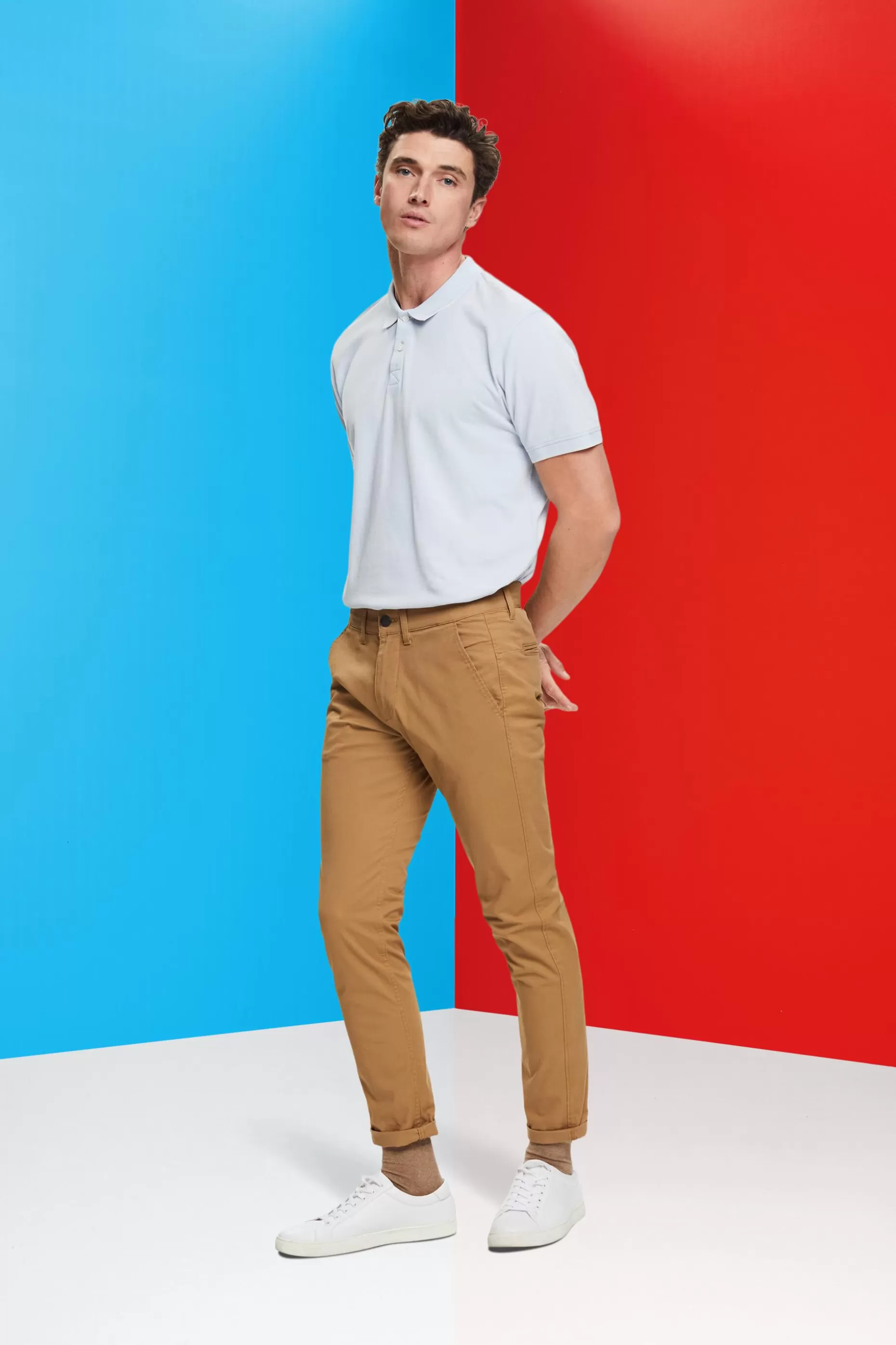 ESPRIT Stone-washed cotton pique polo shirt at our Online Shop *Men T-Shirts + Polos